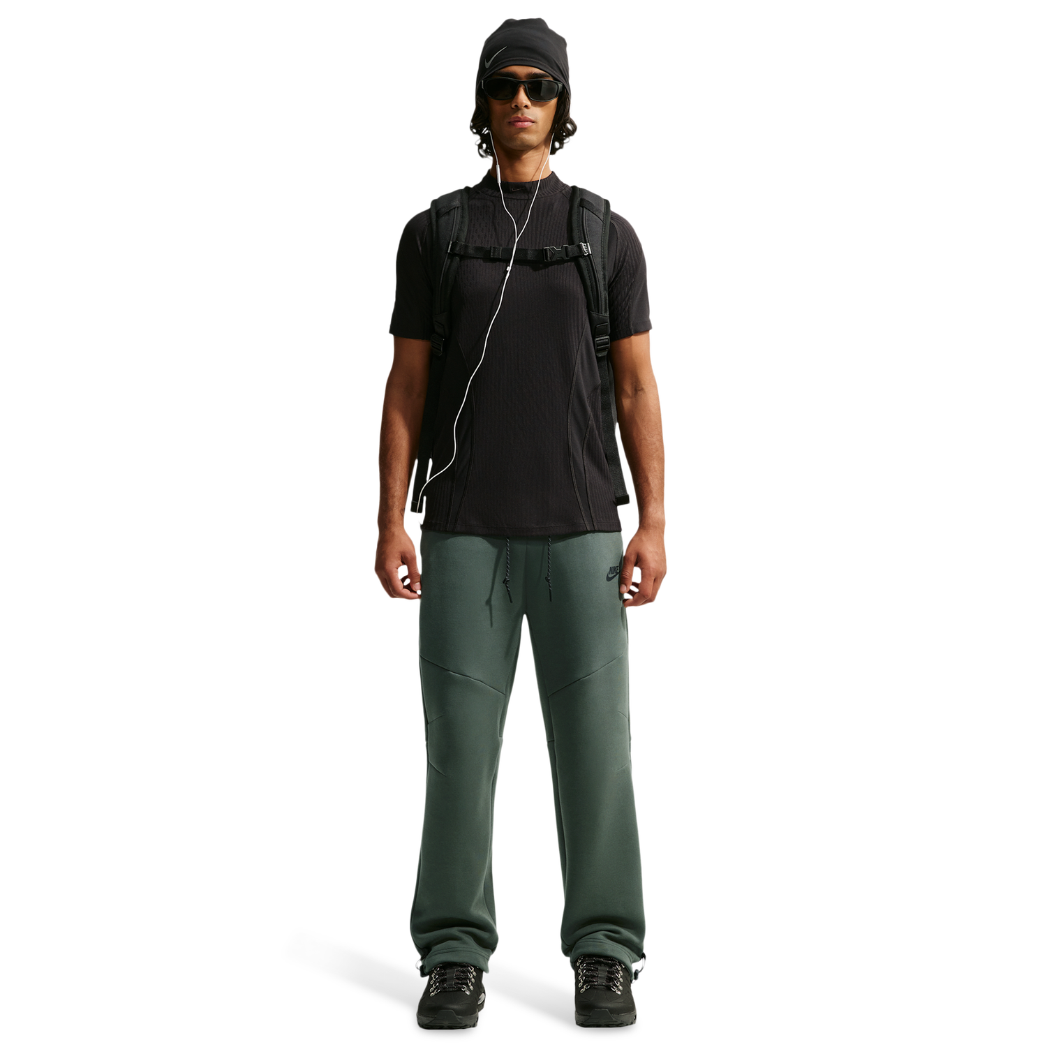 Nike Tech Fleece Open Hem Pants - Men's - Camo Green/Black