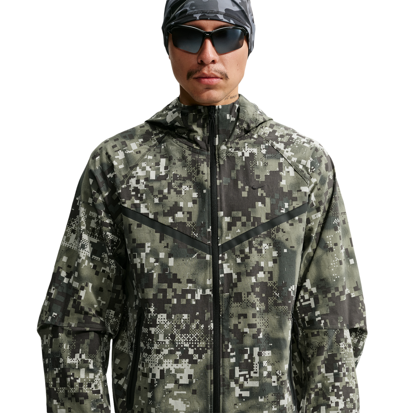 Nike Tech Dri-FIT Woven WR FZ Jacket AOP - Men's - Silver Sage/Black