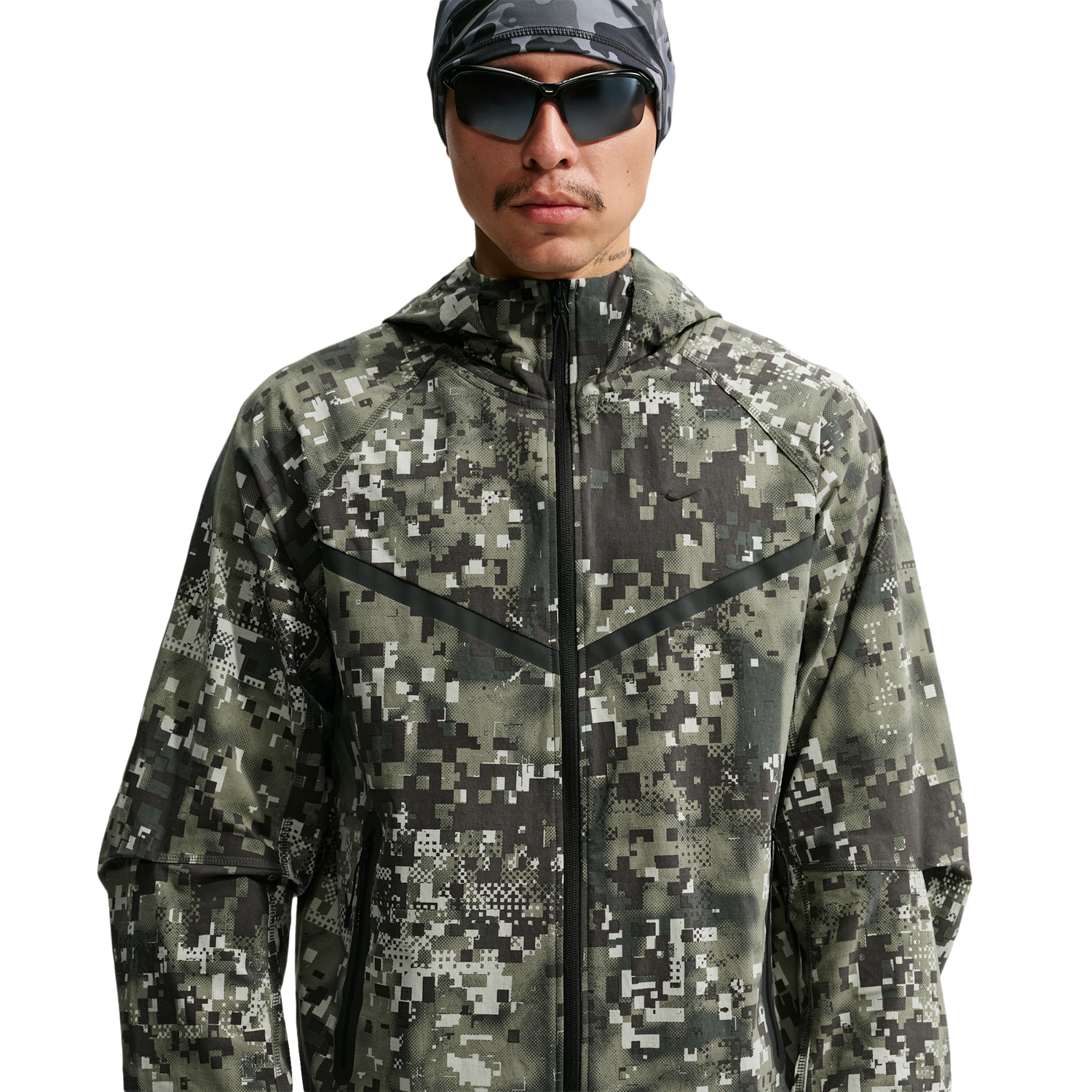 Nike Tech Dri-FIT Woven WR FZ Jacket AOP - Men's - Silver Sage/Black