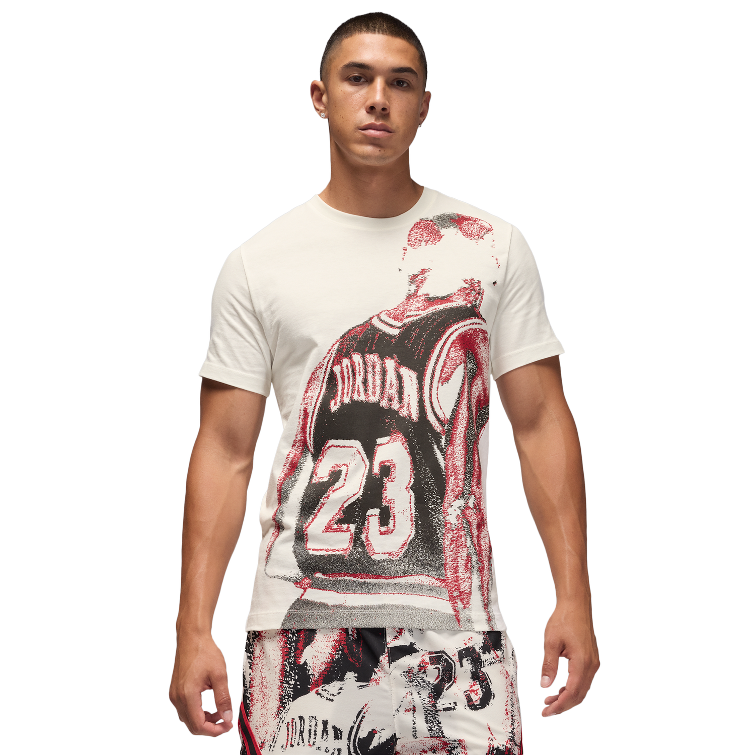 Jordan Dri-FIT Sport Graphic Short Sleeve Crew - Men's - Sail/Black