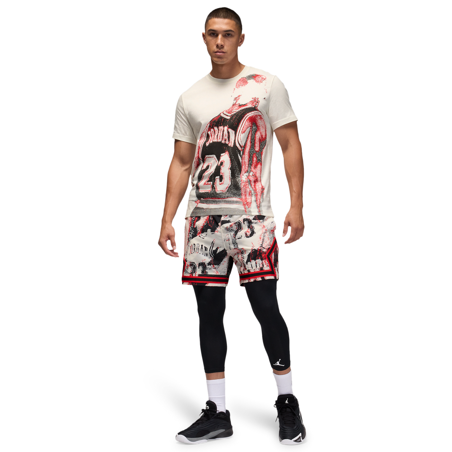 Jordan Dri-FIT Sport Graphic Short Sleeve Crew - Men's - Sail/Black