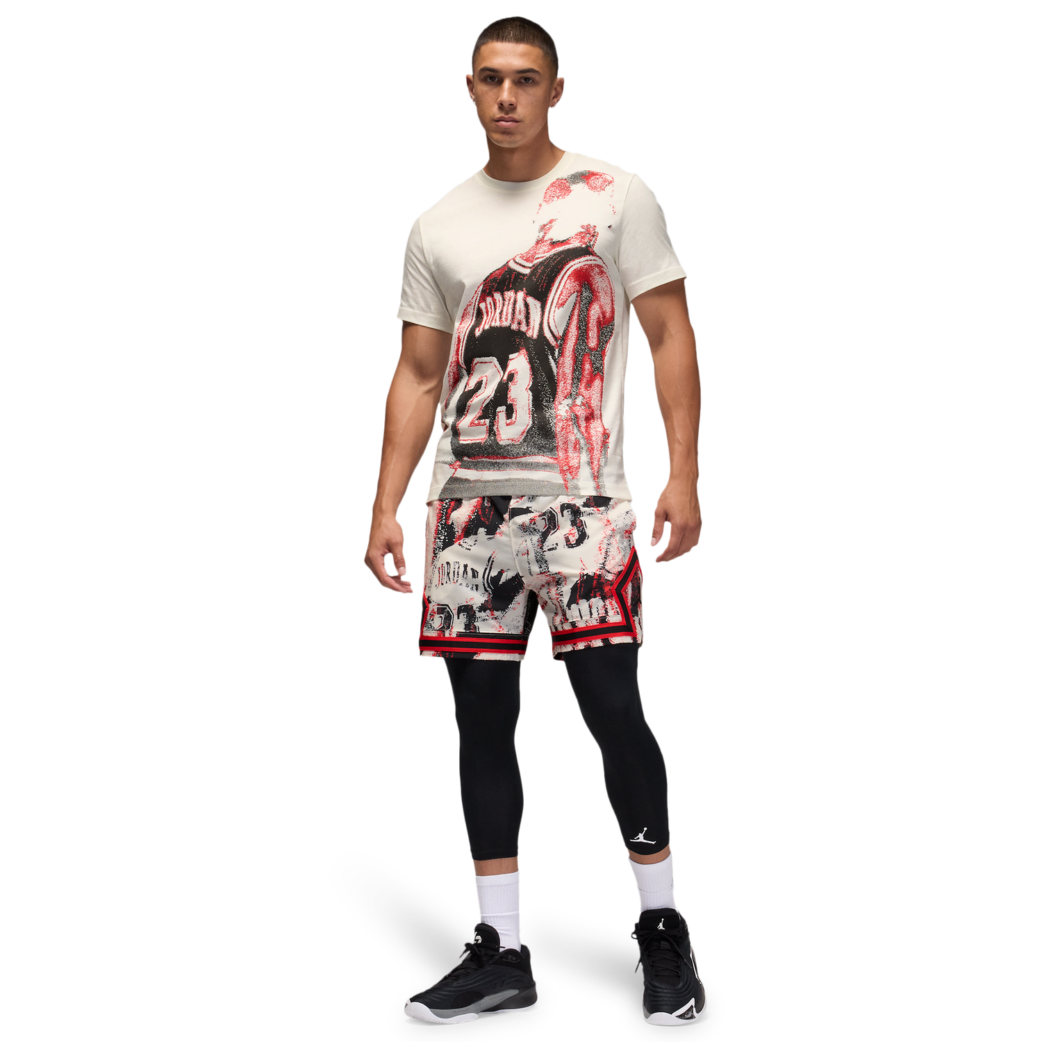 Jordan Dri-FIT Sport Graphic Short Sleeve Crew - Men's - Sail/Black
