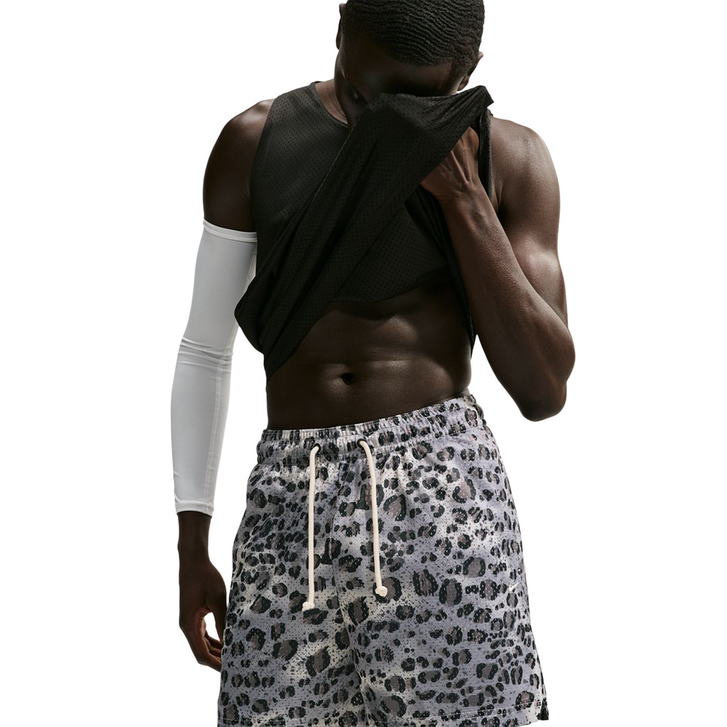 Nike Leopard Dri-FIT SI PRC Mesh 5 Inch Shorts - Men's - Vast Grey/Vast Grey/Pale Ivory