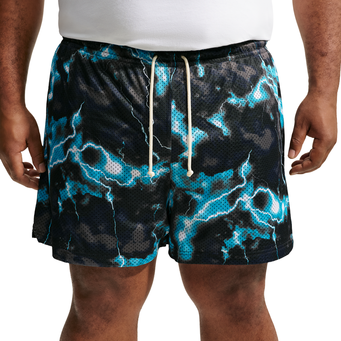 Nike Dri-FIT Standard Issue Mesh 5in Short Skul - Men's - Light Current Blue/Black/Pale Ivory