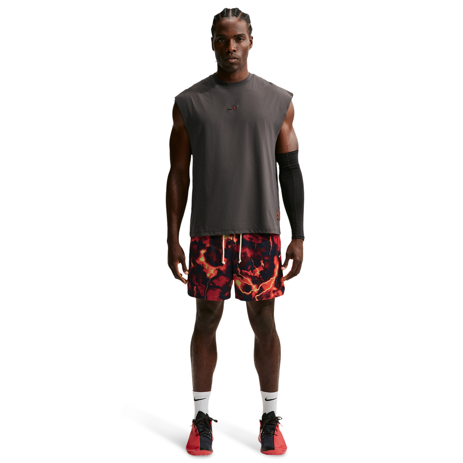 Nike Dri-FIT Standard Issue Mesh 5in Short Skul - Men's - Obsidian/Pale Ivory/Burgundy Crush