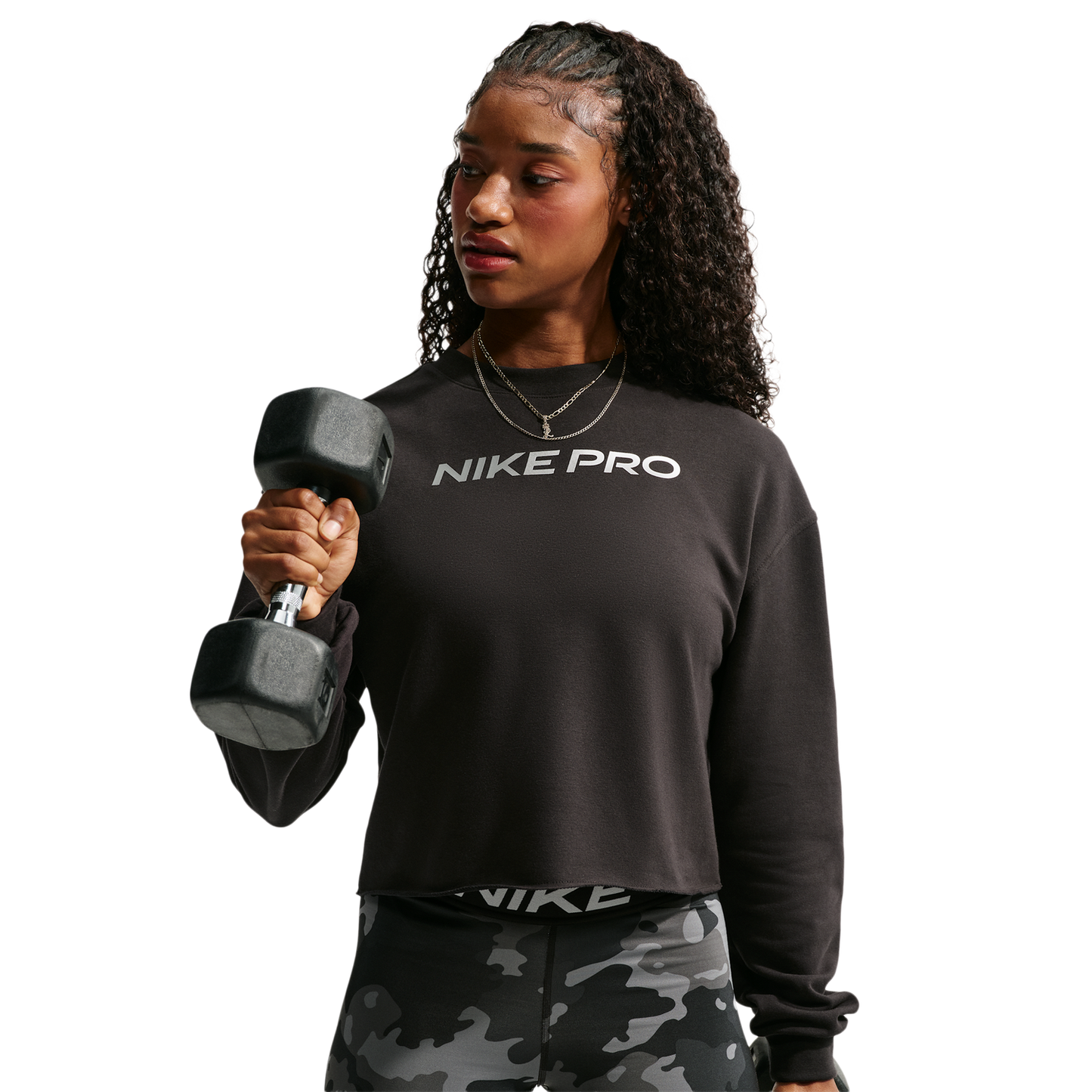 Nike Pro Dri-FIT Crew Fleece TT Gradient - Women's - Black/White