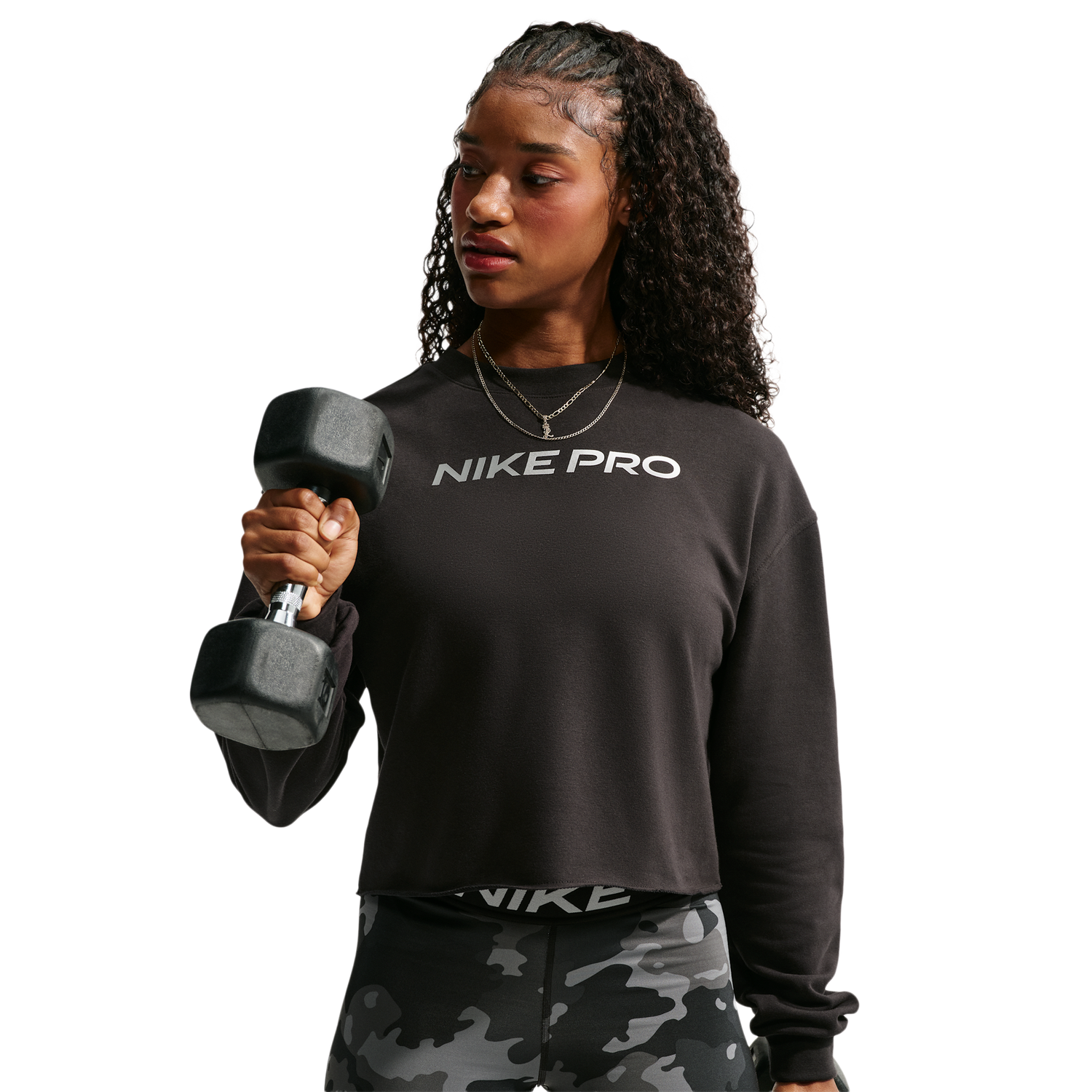 Nike Pro Dri-FIT Crew Fleece TT Gradient - Women's - Black/White