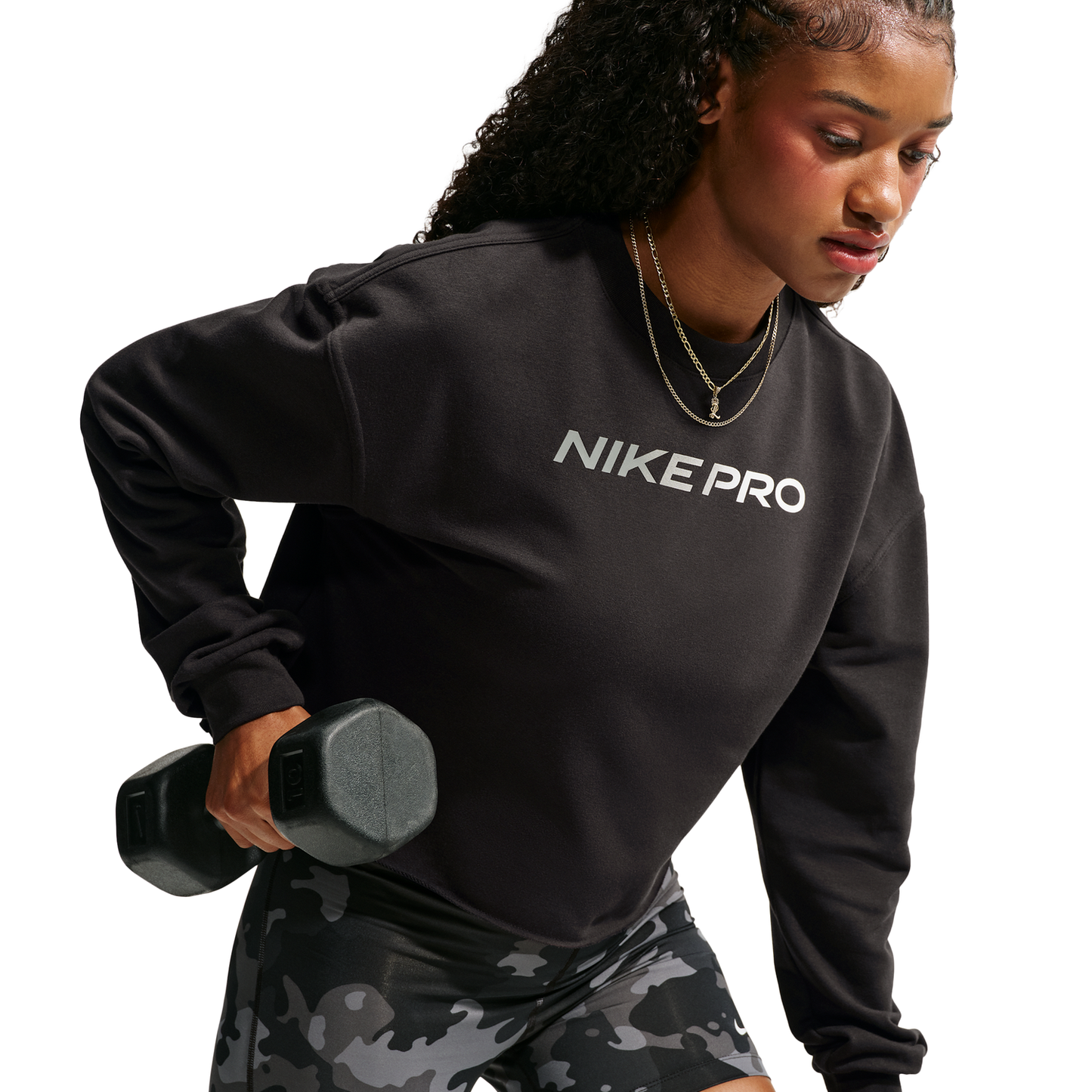 Nike Pro Dri-FIT Crew Fleece TT Gradient - Women's - Black/White