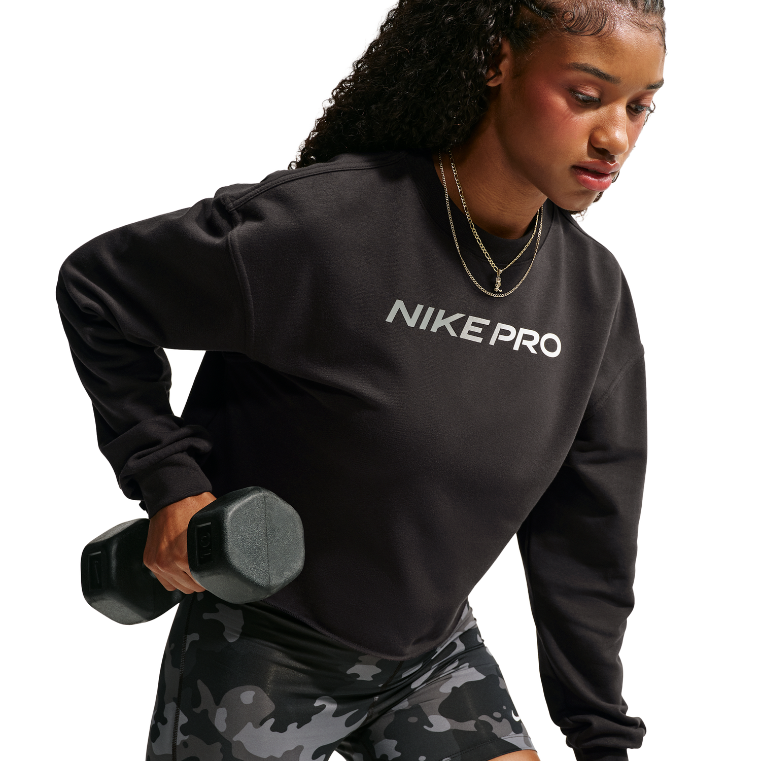 Nike Pro Dri-FIT Crew Fleece TT Gradient - Women's - Black/White