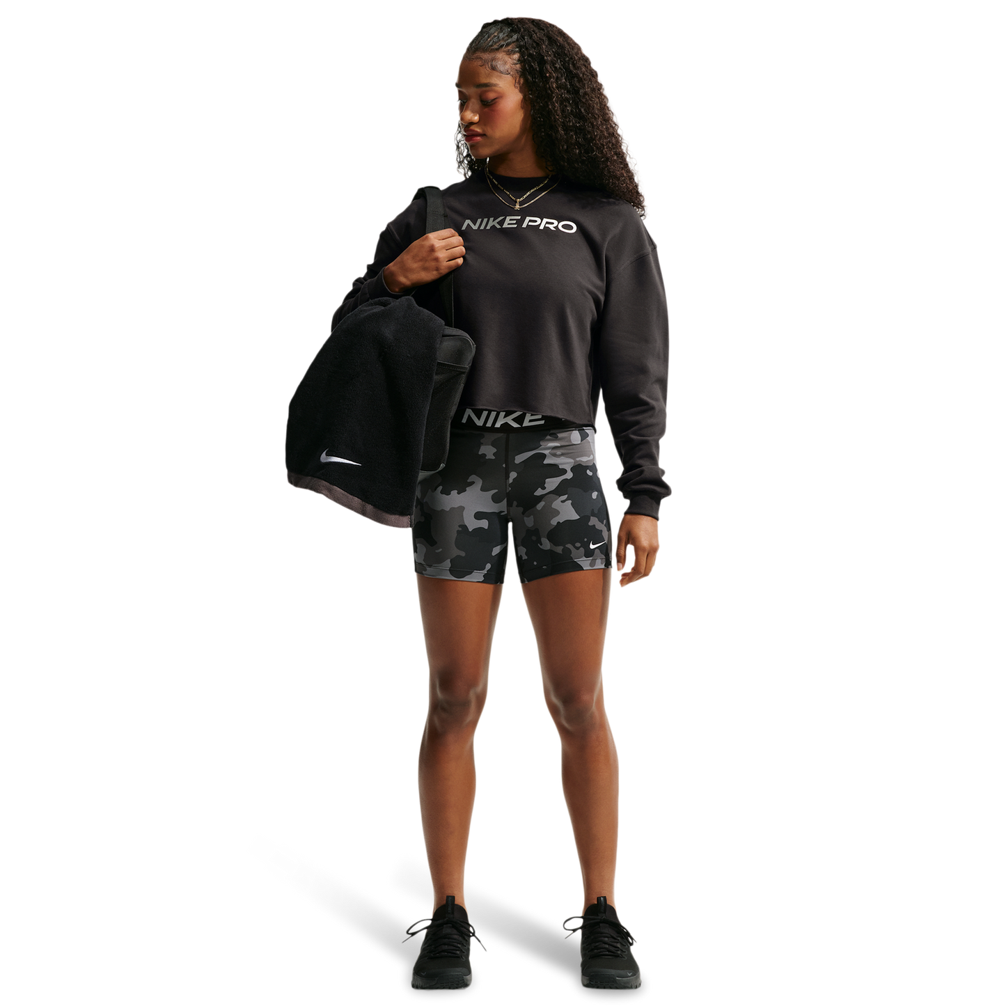 Nike Pro Dri-FIT Crew Fleece TT Gradient - Women's - Black/White