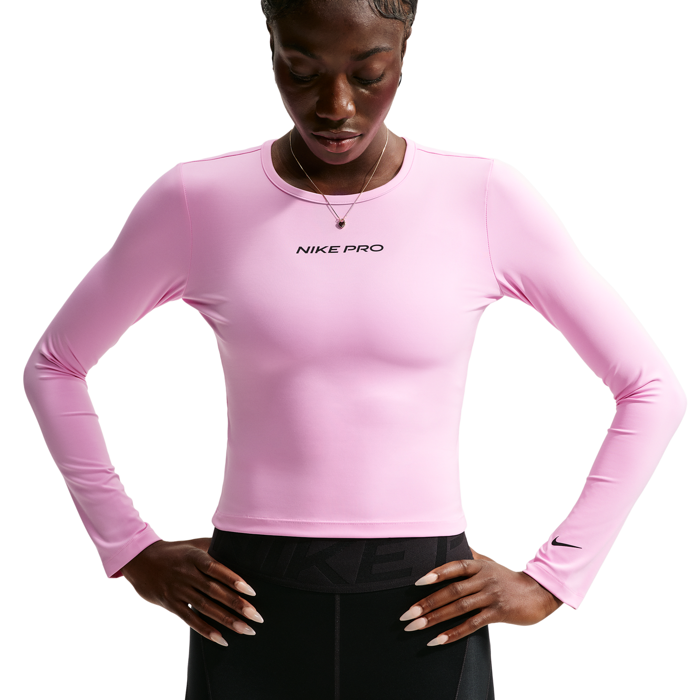 Nike Pro Sculpt LS Top - Women's - Pink Rise/Black