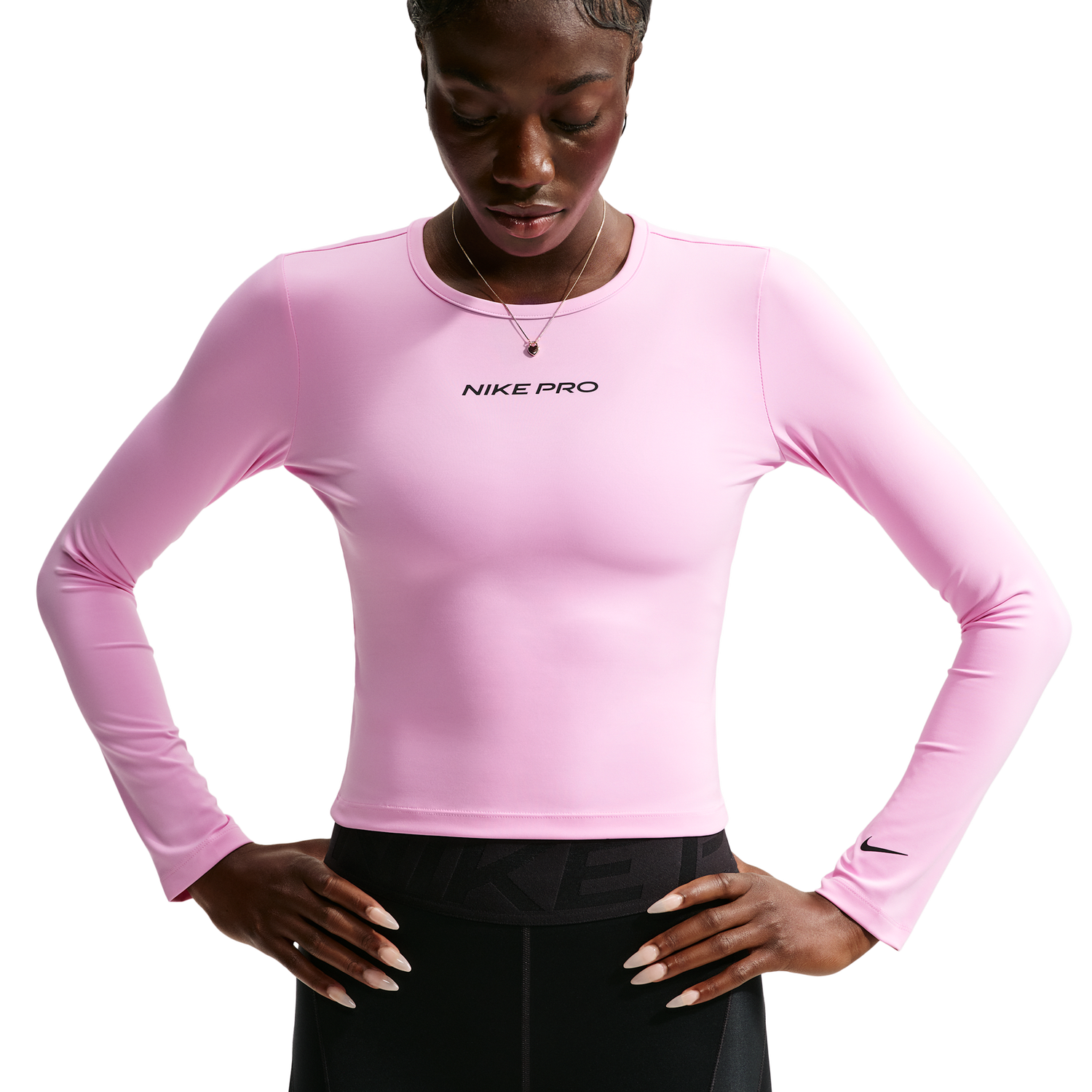 Nike Pro Sculpt LS Top - Women's - Pink Rise/Black