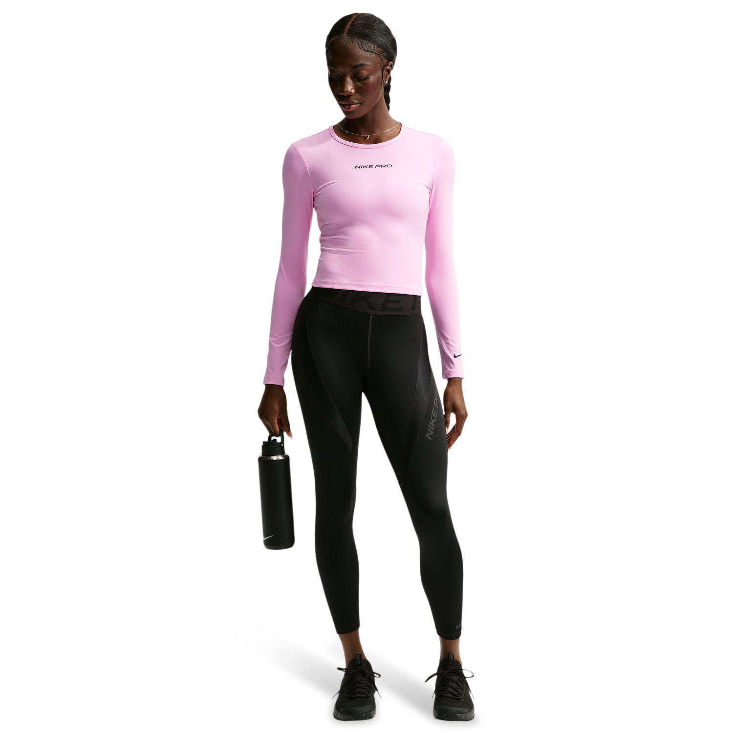 Nike Pro Sculpt LS Top - Women's - Pink Rise/Black