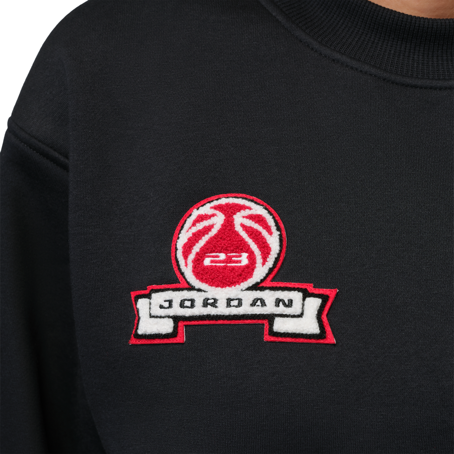 Jordan Brooklyn Fleece FT Crop Crew GFX - Women's - Black/Gym Red
