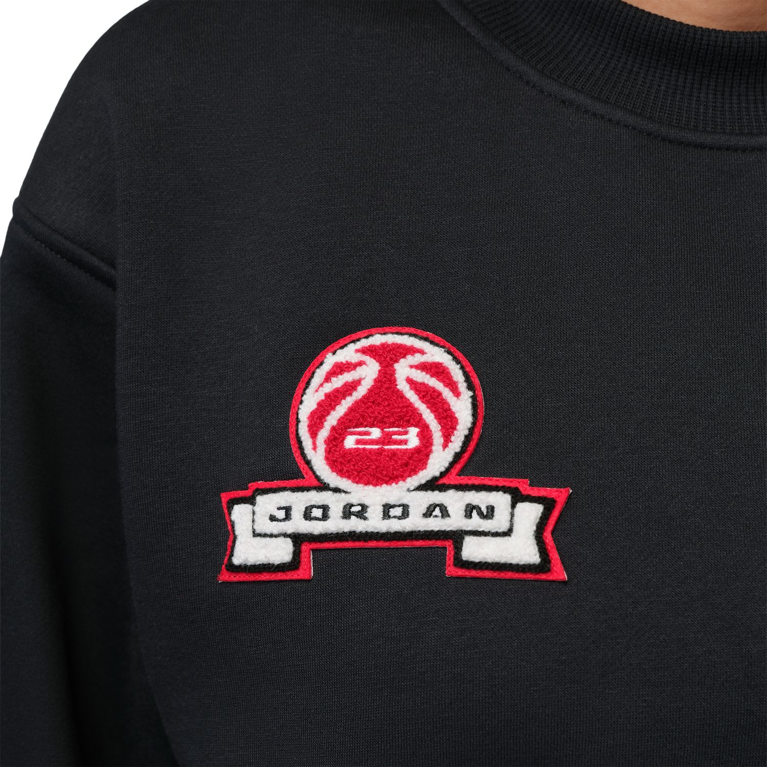 Jordan Brooklyn Fleece FT Crop Crew GFX - Women's - Black/Gym Red