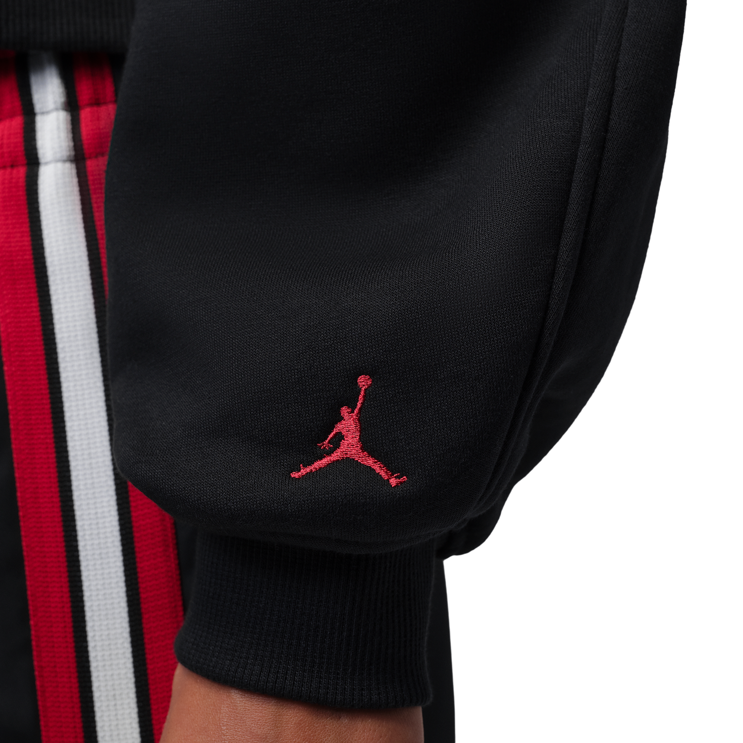 Jordan Brooklyn Fleece FT Crop Crew GFX - Women's - Black/Gym Red