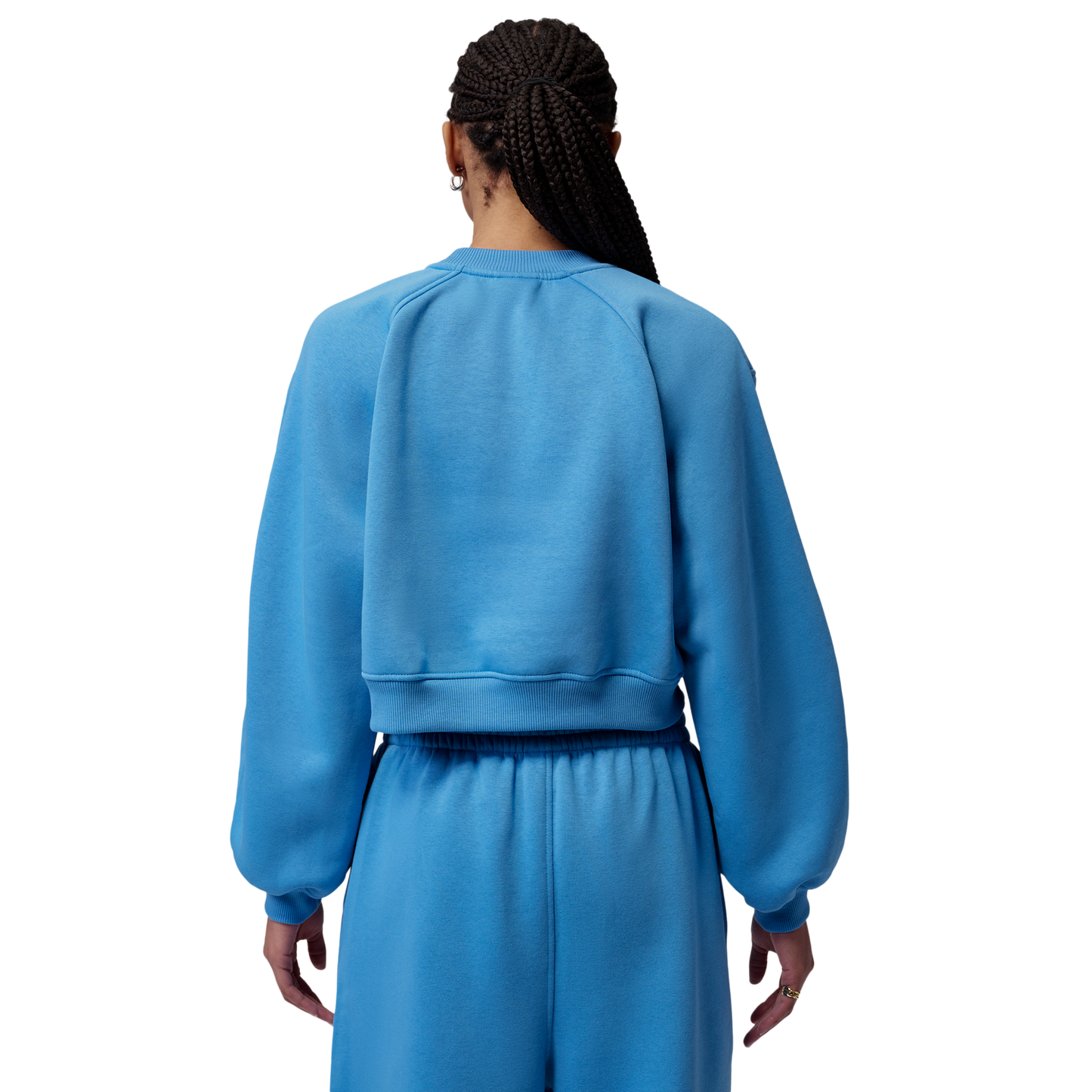 Jordan Brooklyn Fleece FT Crop Crew GFX - Women's - Blue Beyond/Sail