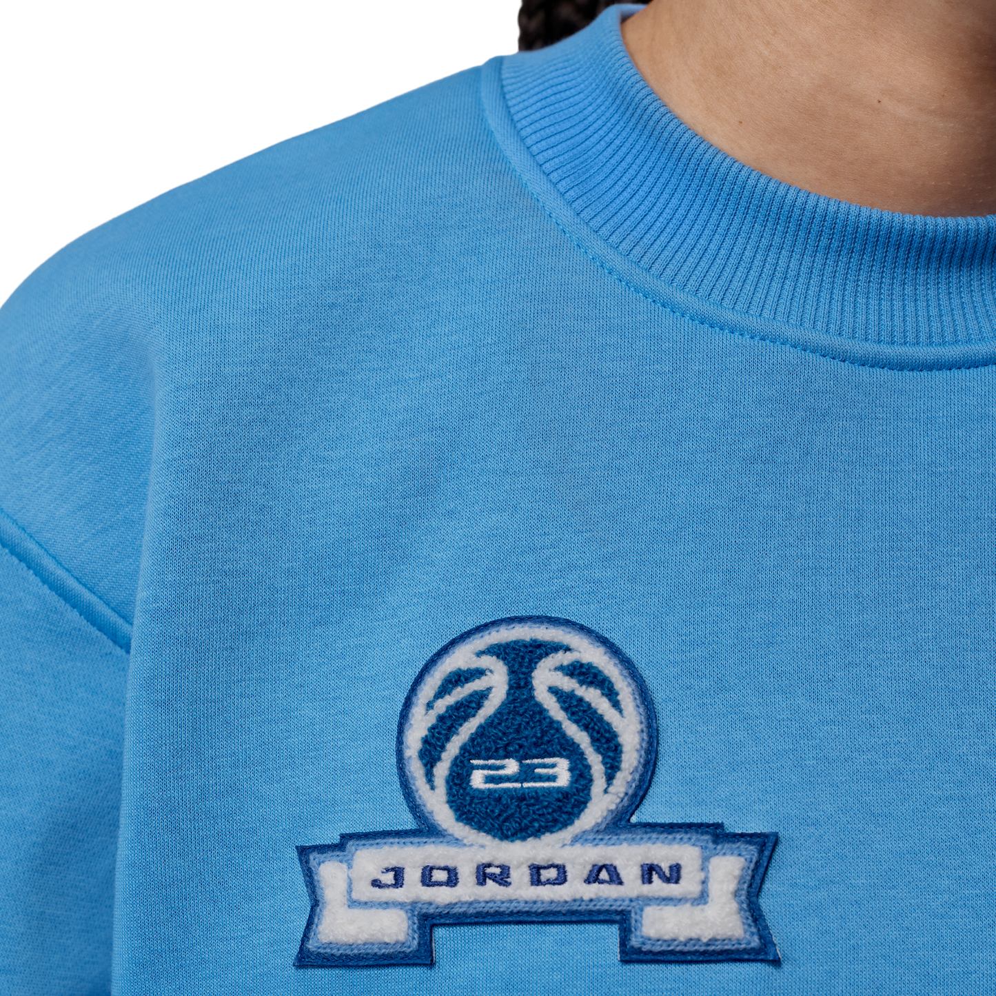 Jordan Brooklyn Fleece FT Crop Crew GFX - Women's - Blue Beyond/Sail