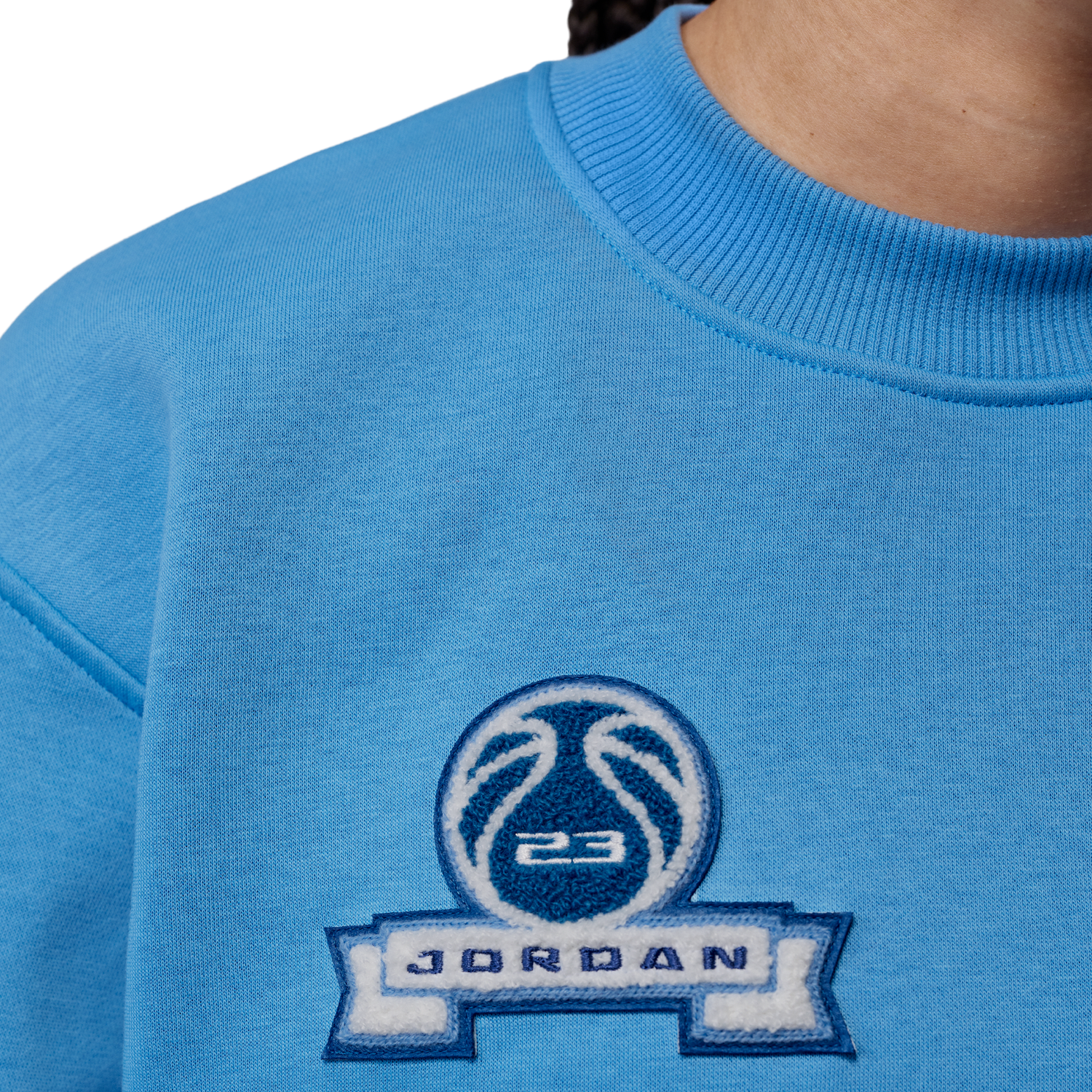 Jordan Brooklyn Fleece FT Crop Crew GFX - Women's - Blue Beyond/Sail