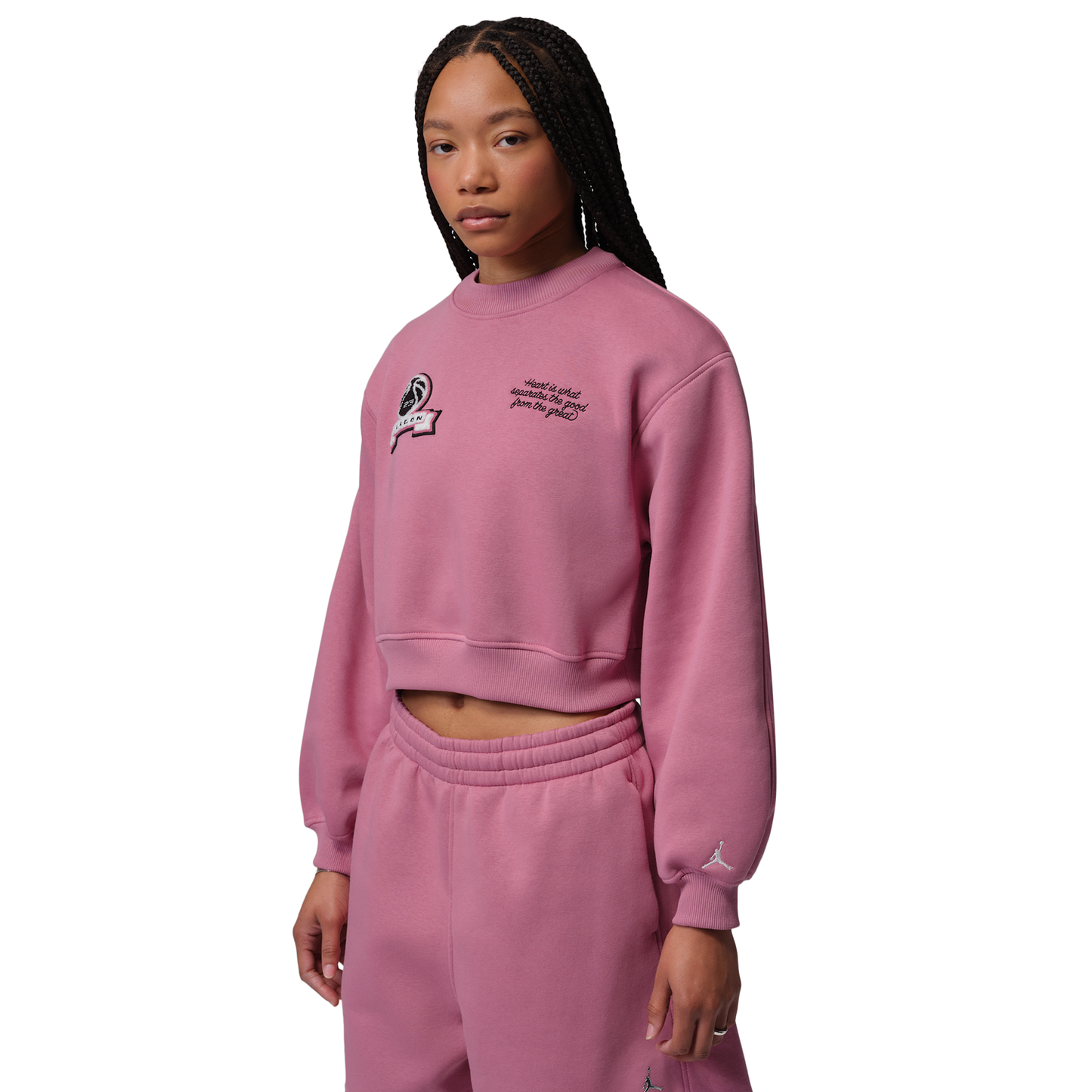 Jordan Brooklyn Fleece FT Crop Crew GFX - Women's - Desert Berry/Sail
