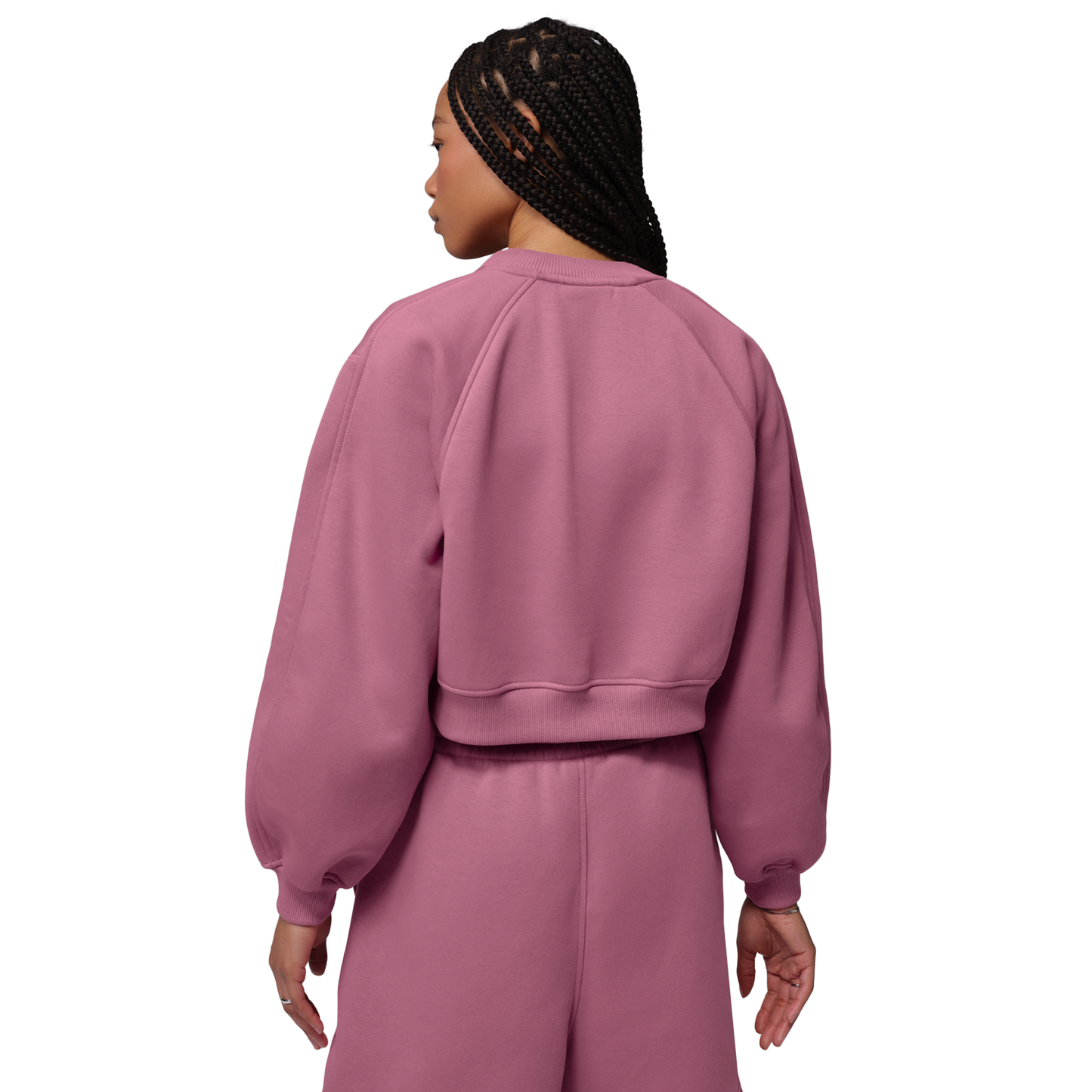 Jordan Brooklyn Fleece FT Crop Crew GFX - Women's - Desert Berry/Sail