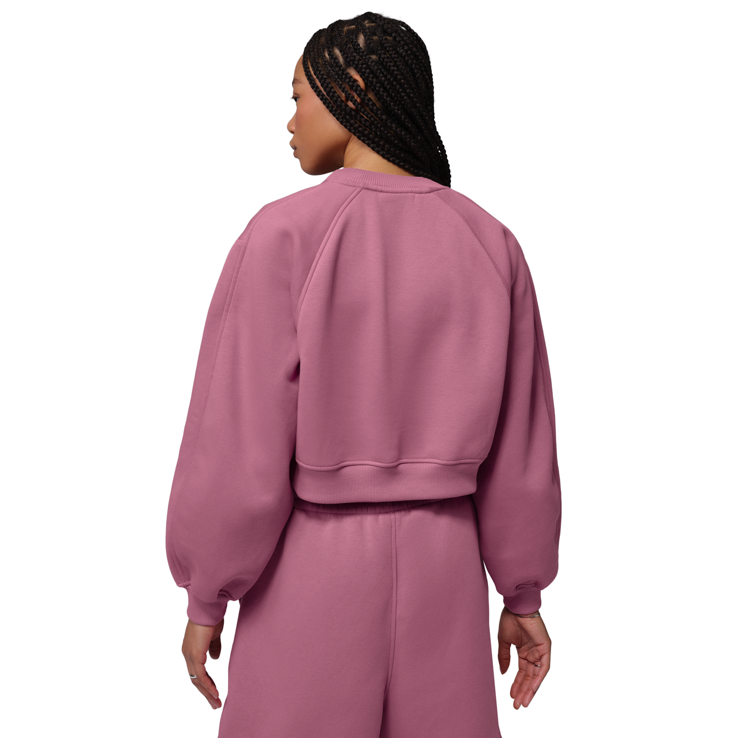 Jordan Brooklyn Fleece FT Crop Crew GFX - Women's - Desert Berry/Sail