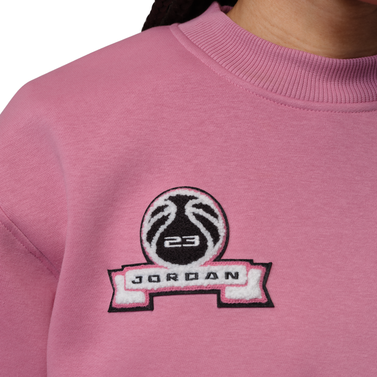 Jordan Brooklyn Fleece FT Crop Crew GFX - Women's - Desert Berry/Sail