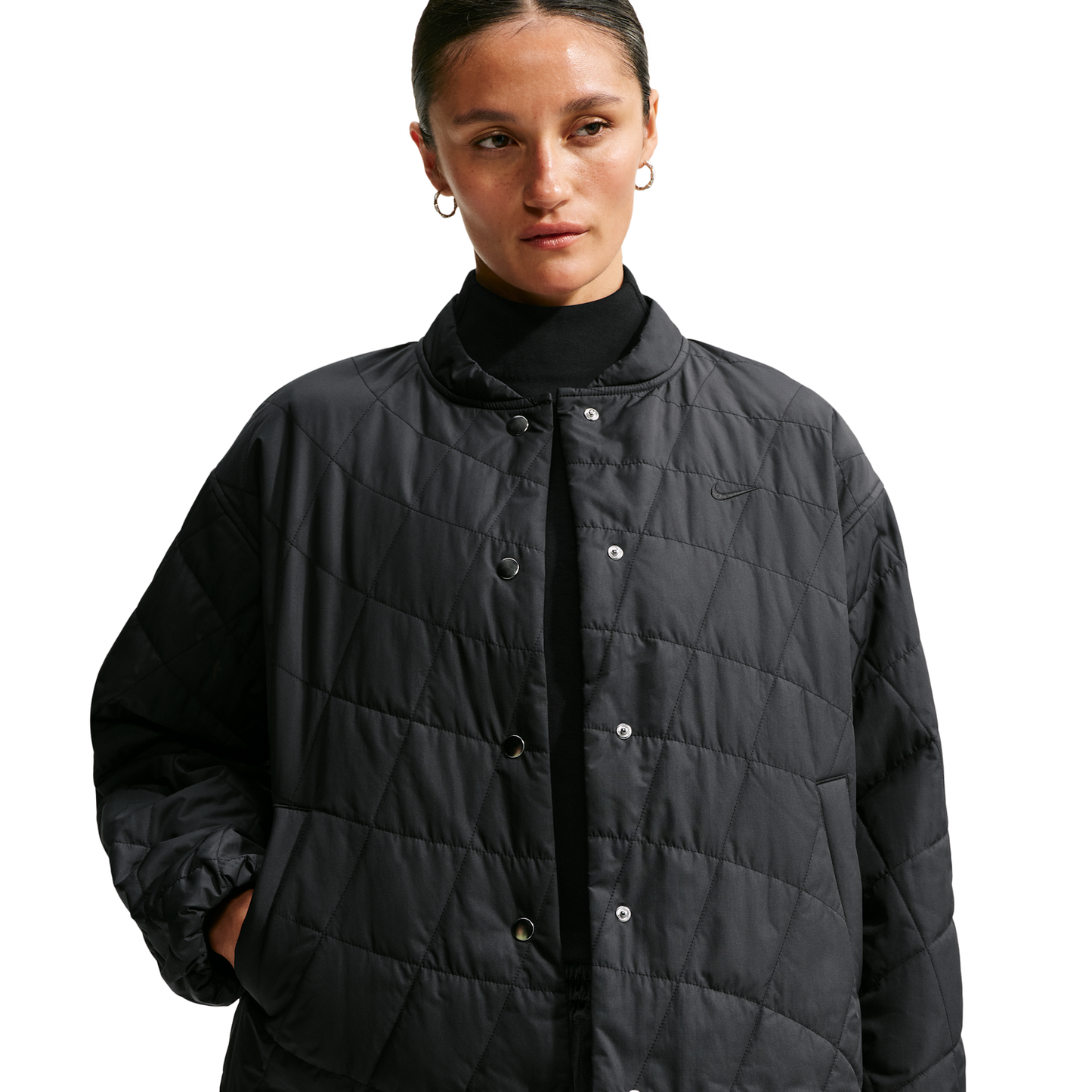 Nike Tech-FIT Crop Quilted Barn Jacket - Women's - Black/Black
