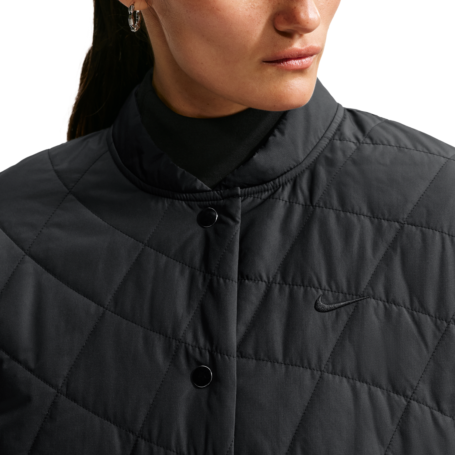 Nike Tech-FIT Crop Quilted Barn Jacket - Women's - Black/Black