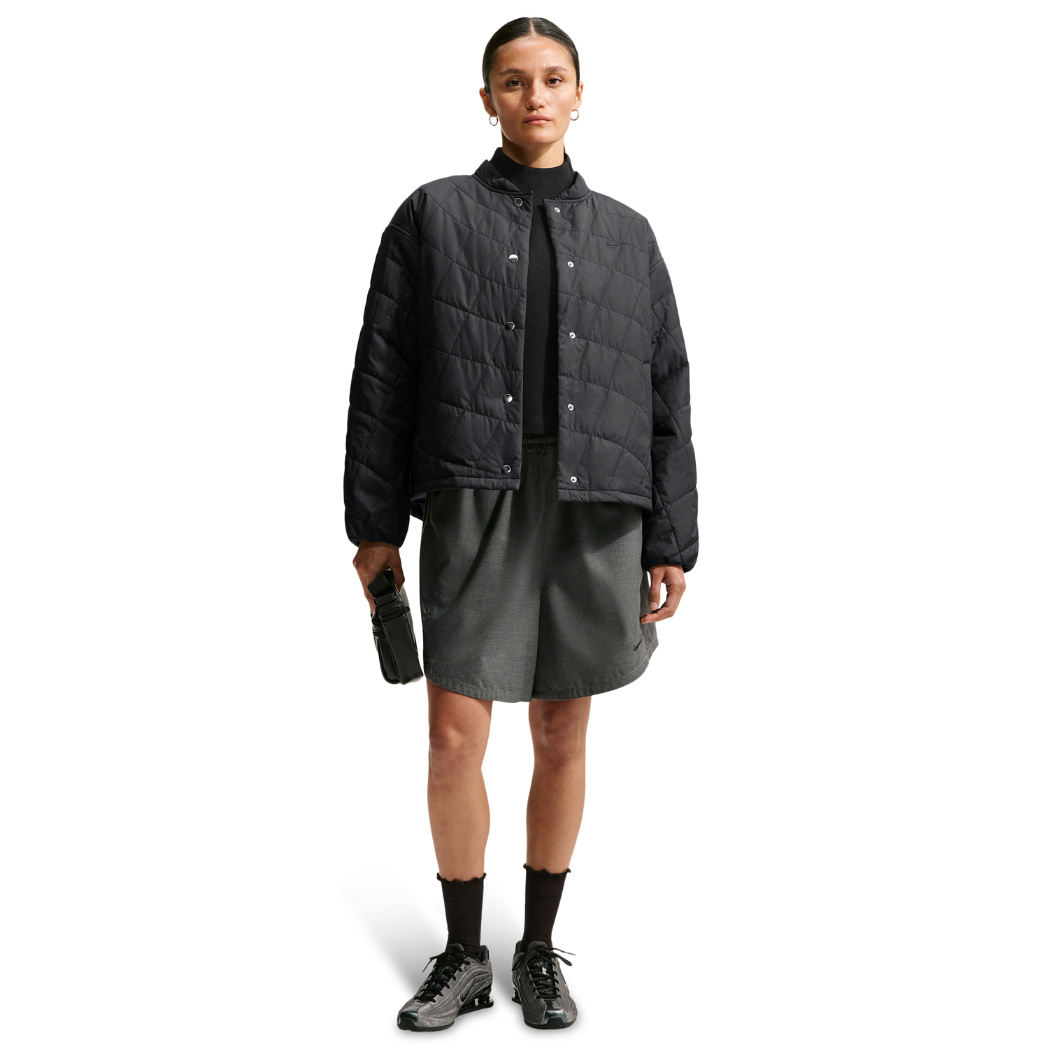 Nike Tech-FIT Crop Quilted Barn Jacket - Women's - Black/Black