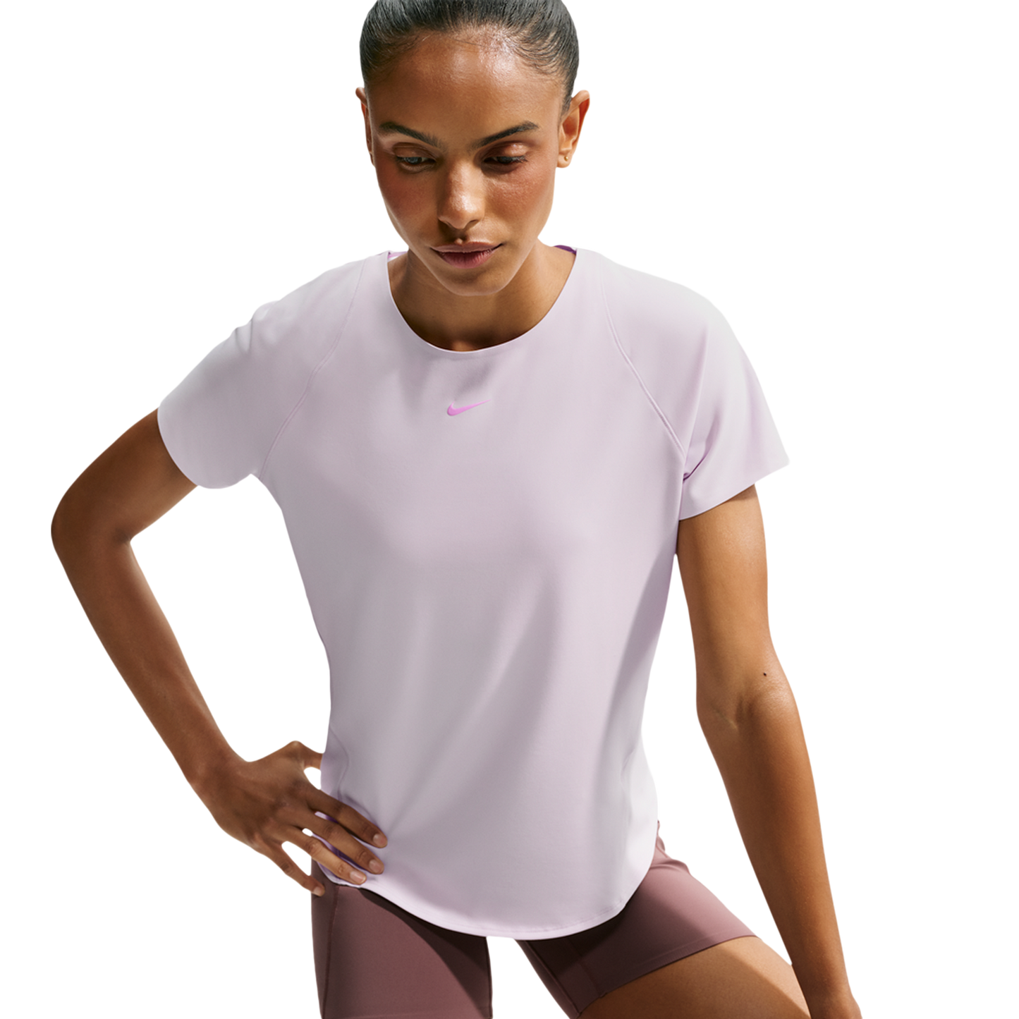 Nike Dri-FIT Universal SS Top - Women's - Pink Rise/Bleached Lilac