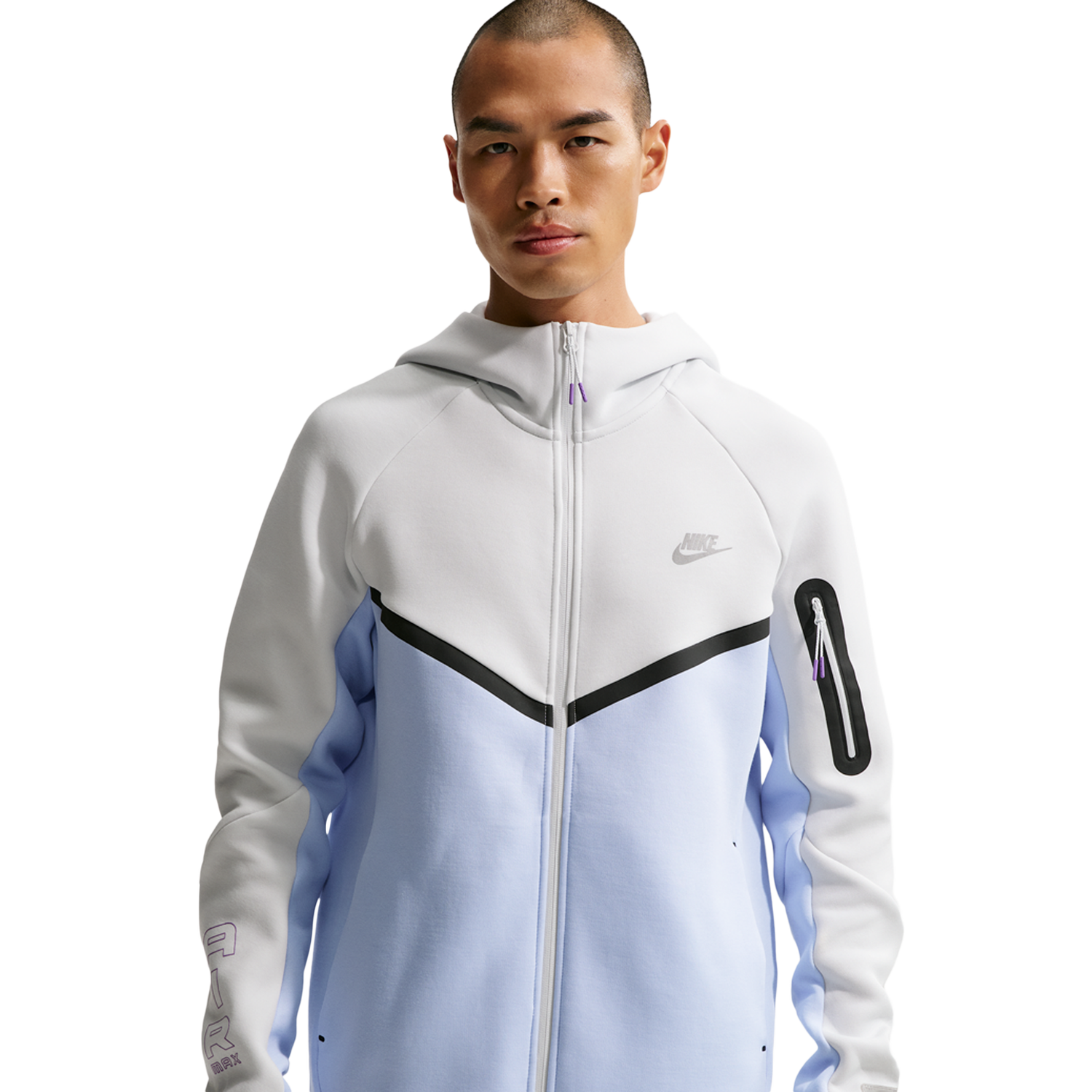 Nike Tech Fleece Windrunner Full-Zip Jacket AM Day - Men's - Hydrogen Blue/Bright Violet/Off White
