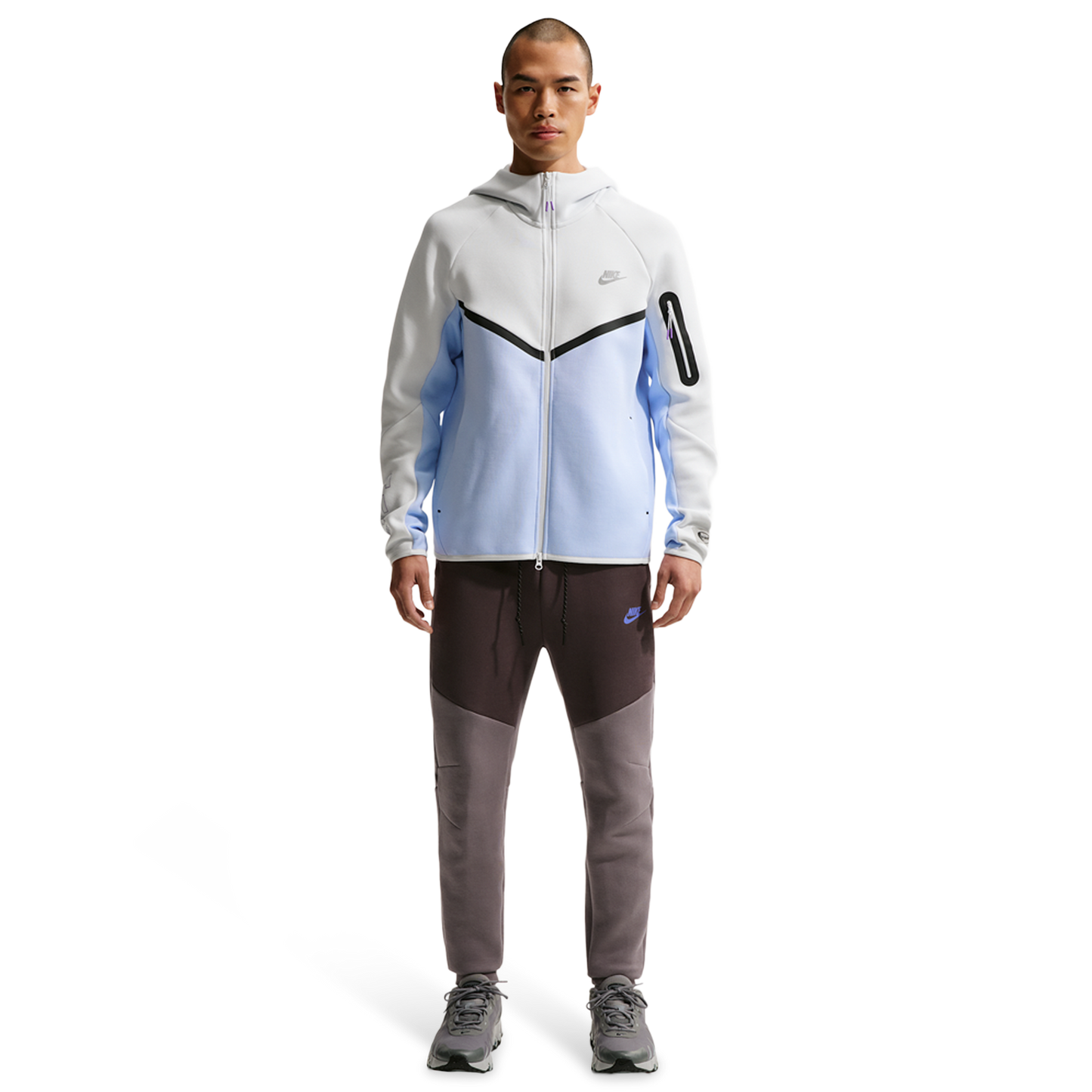 Nike Tech Fleece Windrunner Full-Zip Jacket AM Day - Men's - Hydrogen Blue/Bright Violet/Off White
