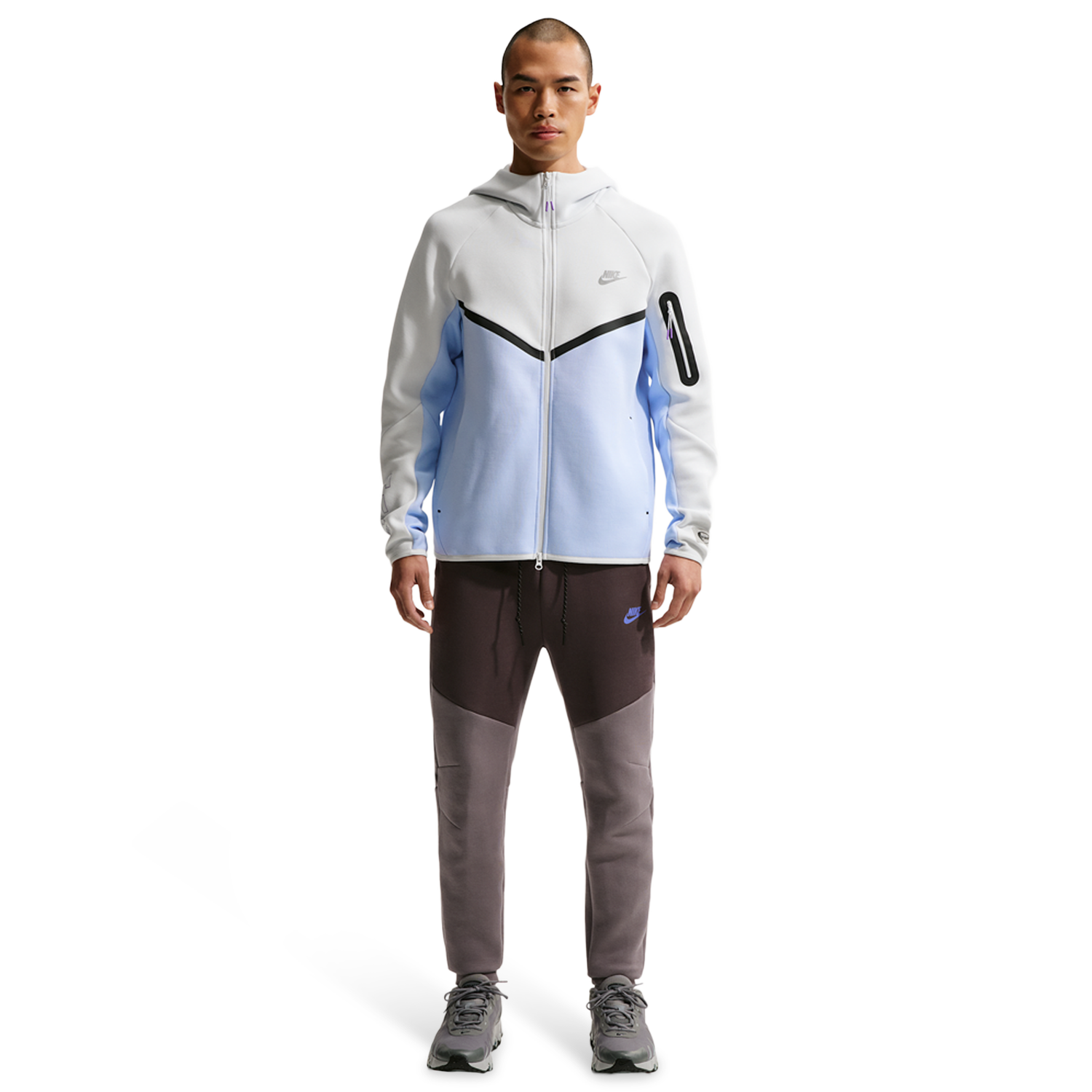 Nike Tech Fleece Windrunner Full-Zip Jacket AM Day - Men's - Hydrogen Blue/Bright Violet/Off White