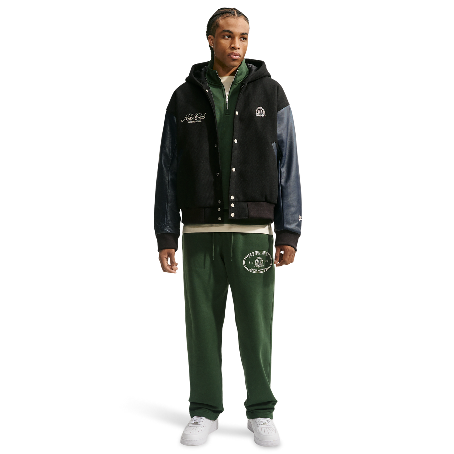 Nike Club Wool Varsity Jacket NCC - Men's - Black/Obsidian/Sanddrift