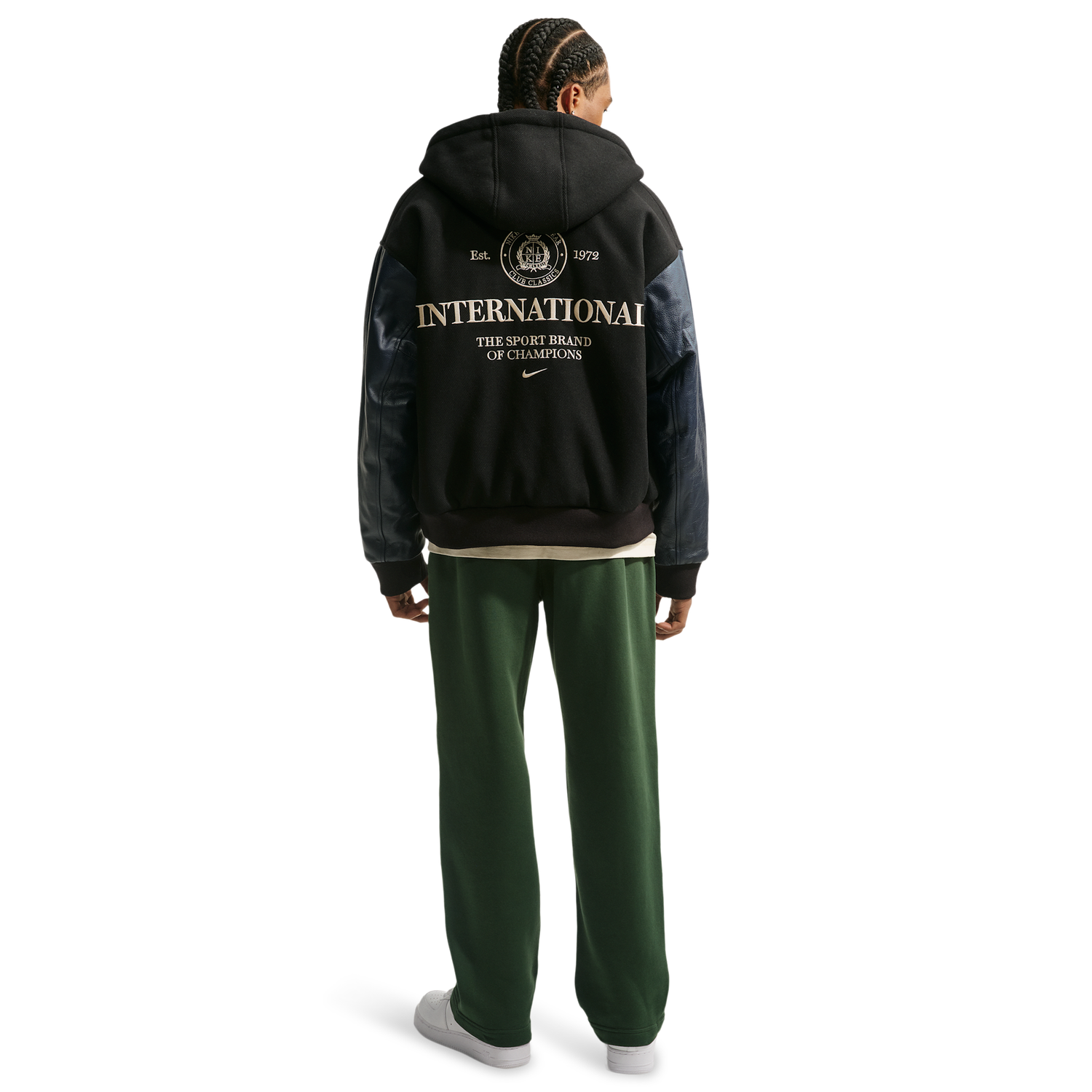 Nike Club Wool Varsity Jacket NCC - Men's - Black/Obsidian/Sanddrift