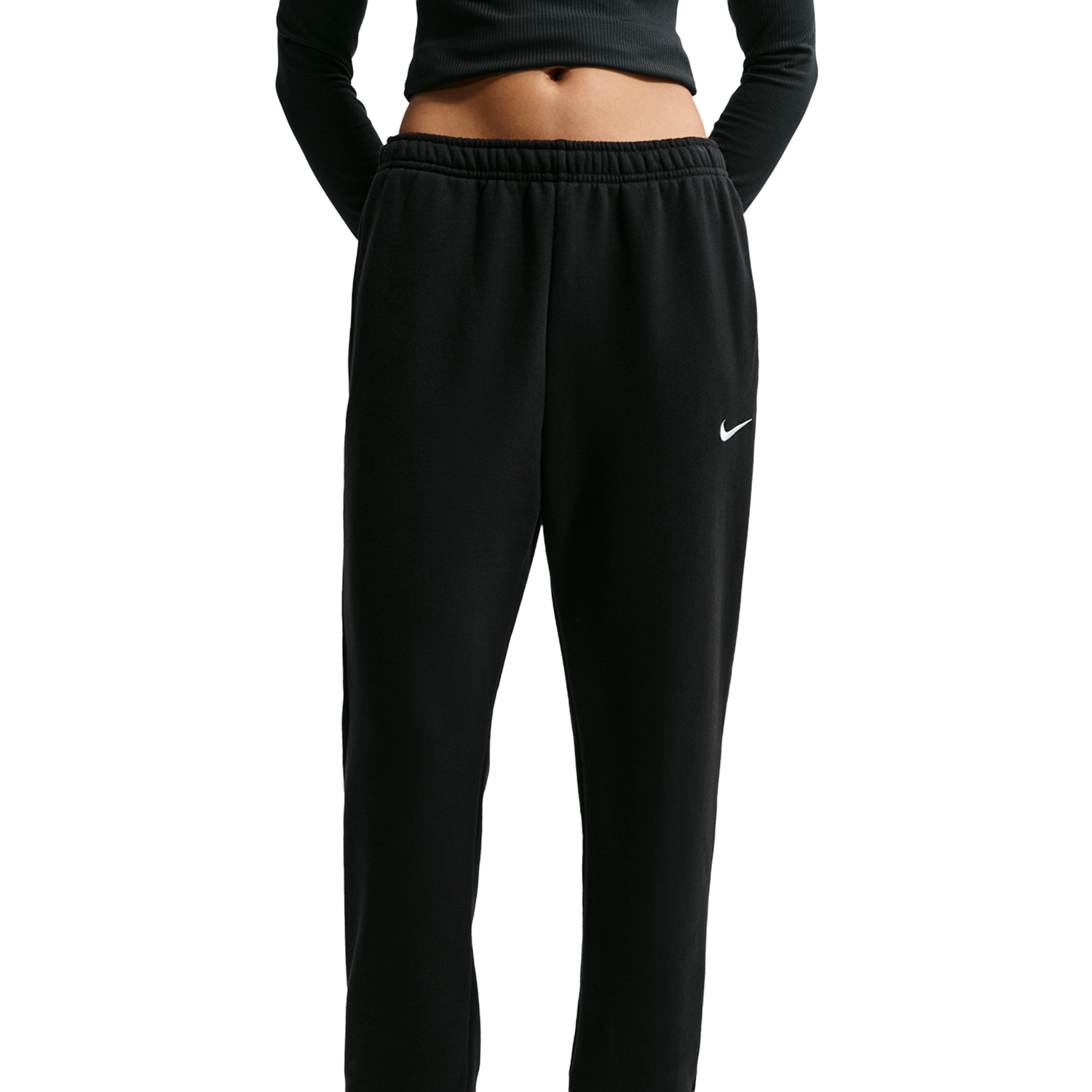 Nike Studio Fleece Mid-Weight Mid-Rise Jogger - Women's - Total Black/Sail