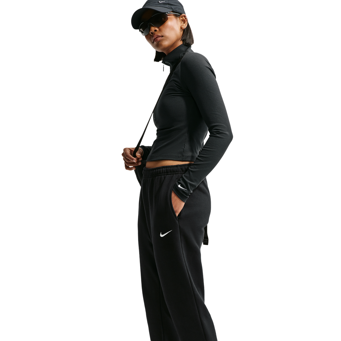 Nike Studio Fleece Mid-Weight Mid-Rise Jogger - Women's - Total Black/Sail
