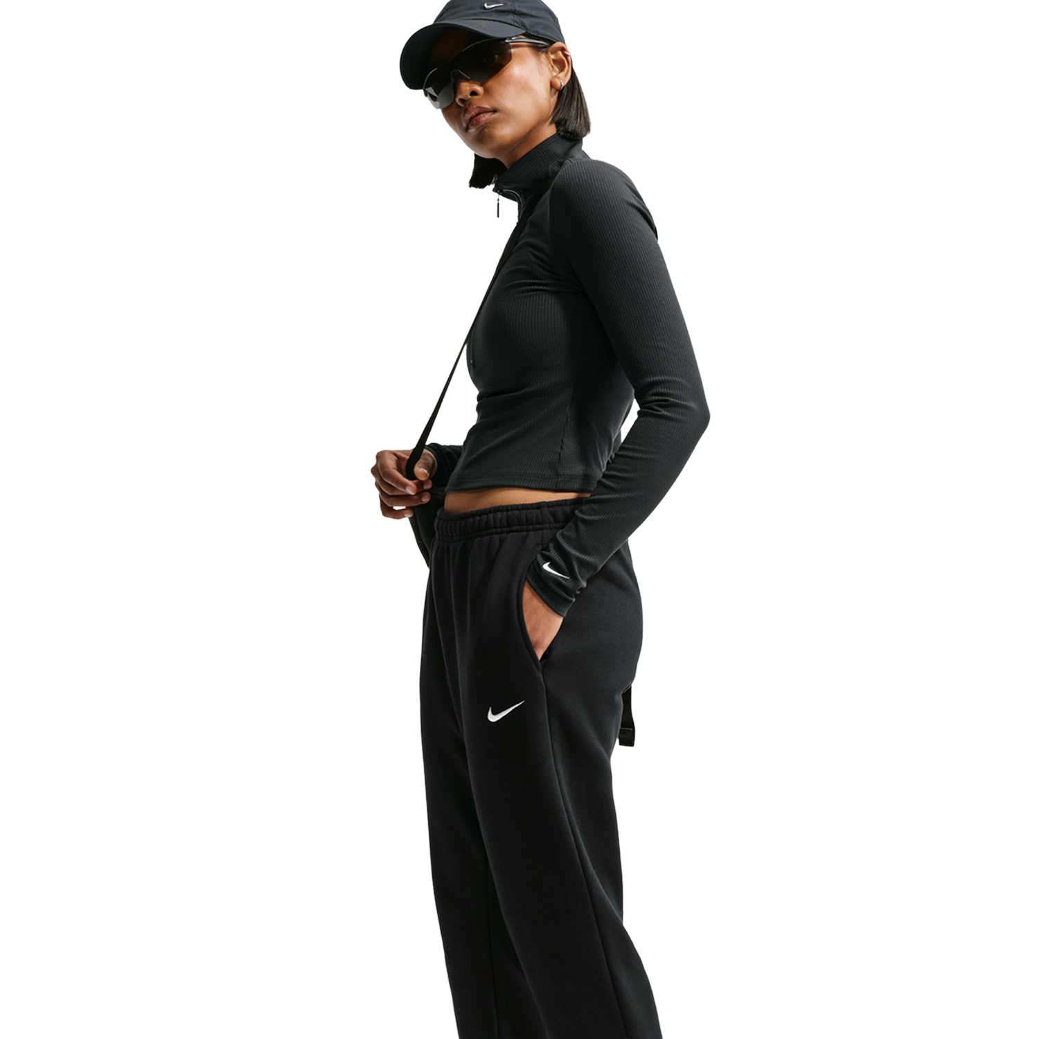 Nike Studio Fleece Mid-Weight Mid-Rise Jogger - Women's - Total Black/Sail