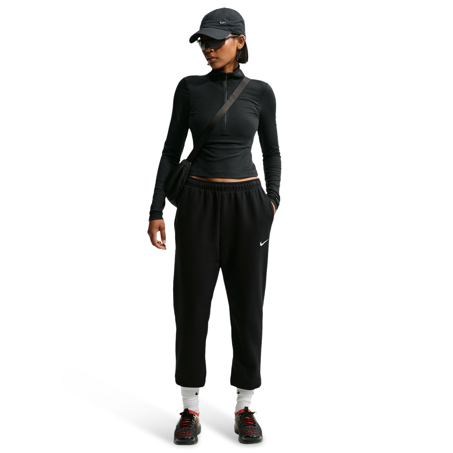 Nike Studio Fleece Mid-Weight Mid-Rise Jogger - Women's - Total Black/Sail