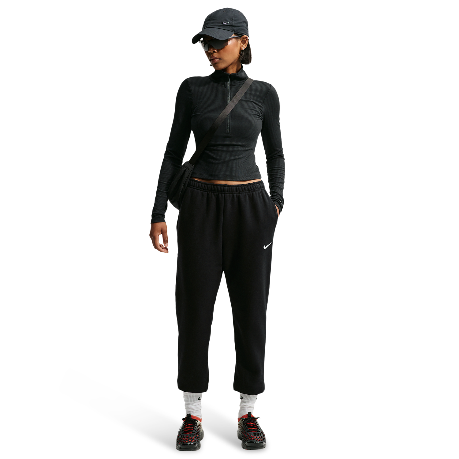 Nike Studio Fleece Mid-Weight Mid-Rise Jogger - Women's - Total Black/Sail