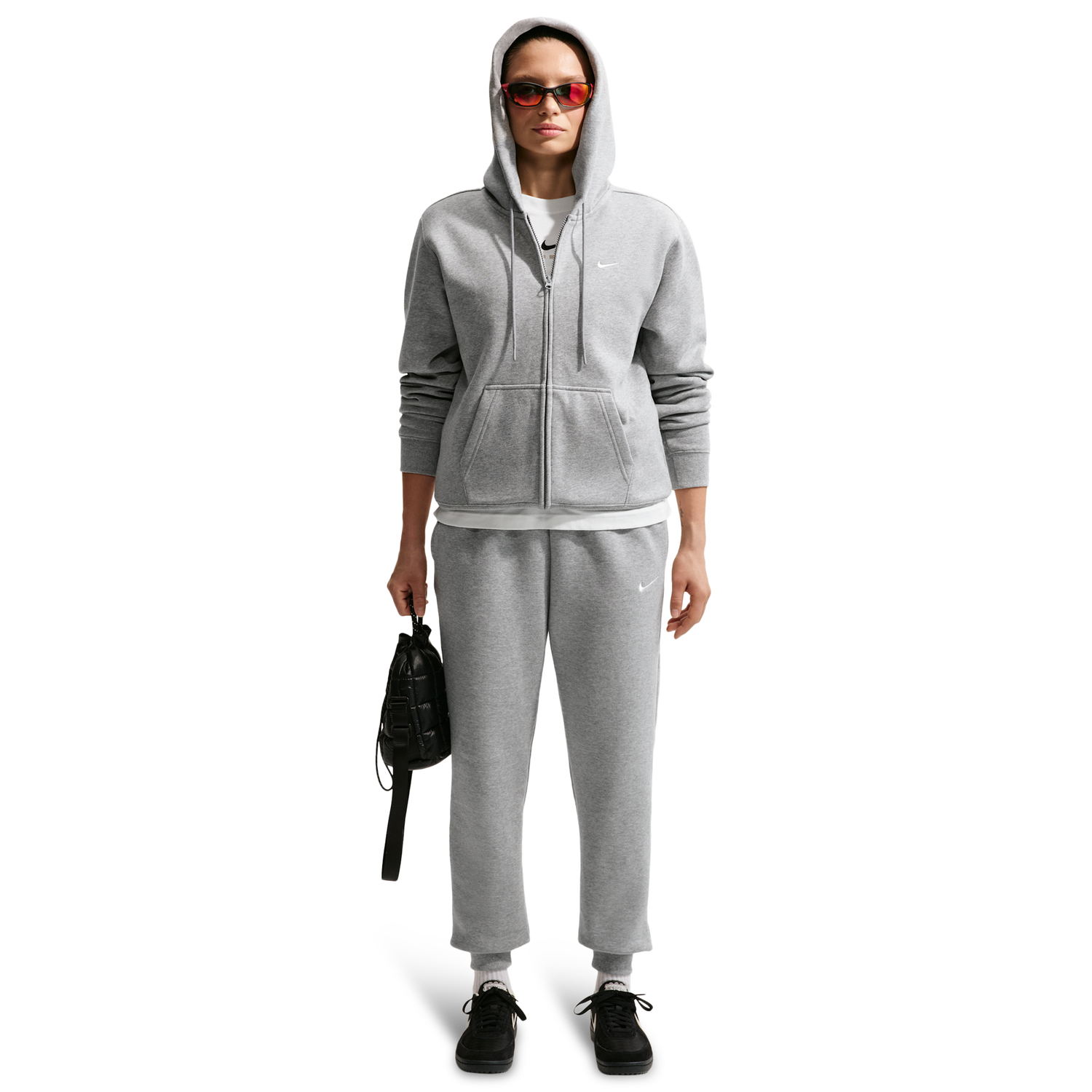 Nike Studio Fleece Mid-Weight Mid-Rise Jogger - Women's - Dk Grey Heather/Sail