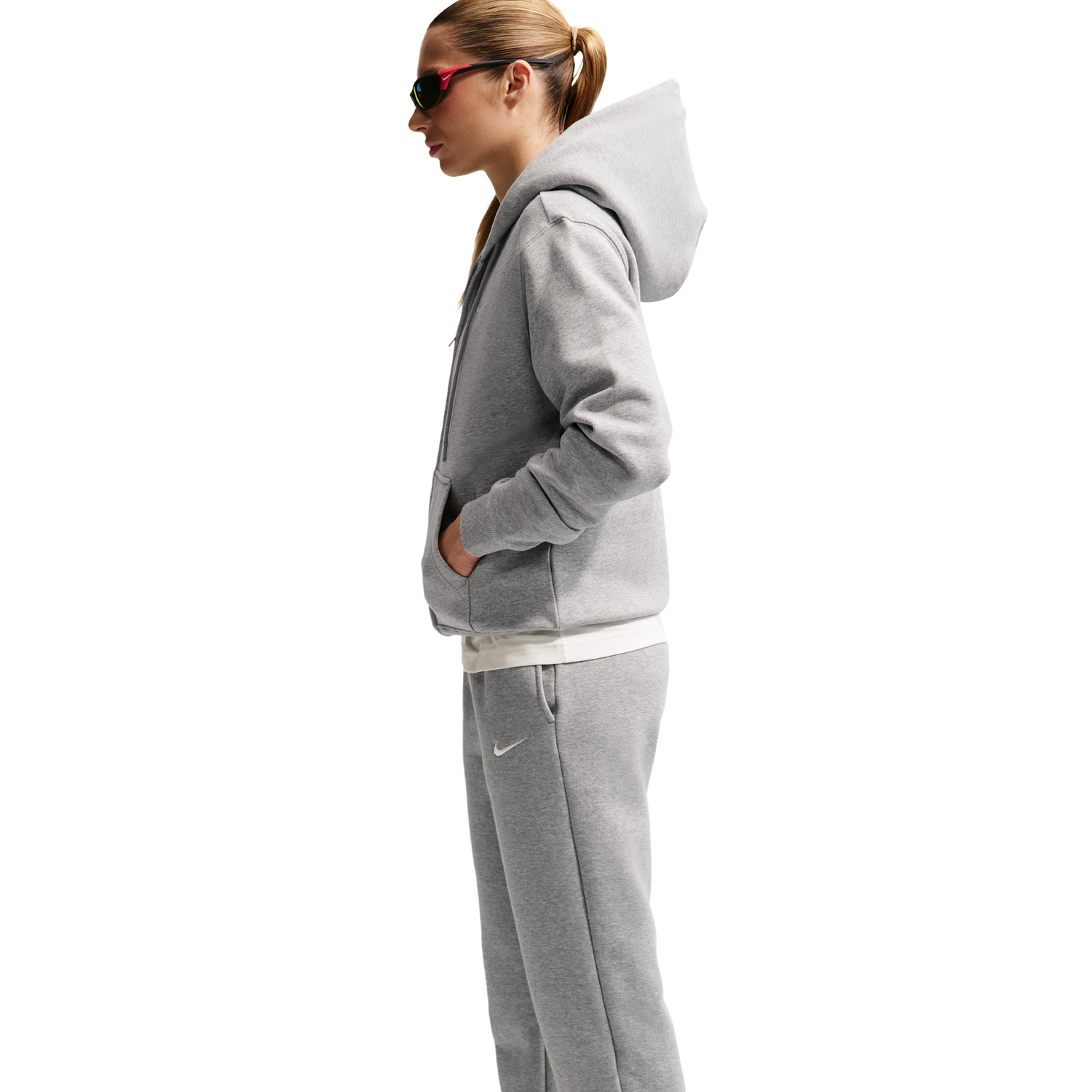 Nike Studio Fleece Mid-Weight Mid-Rise Jogger - Women's - Dk Grey Heather/Sail