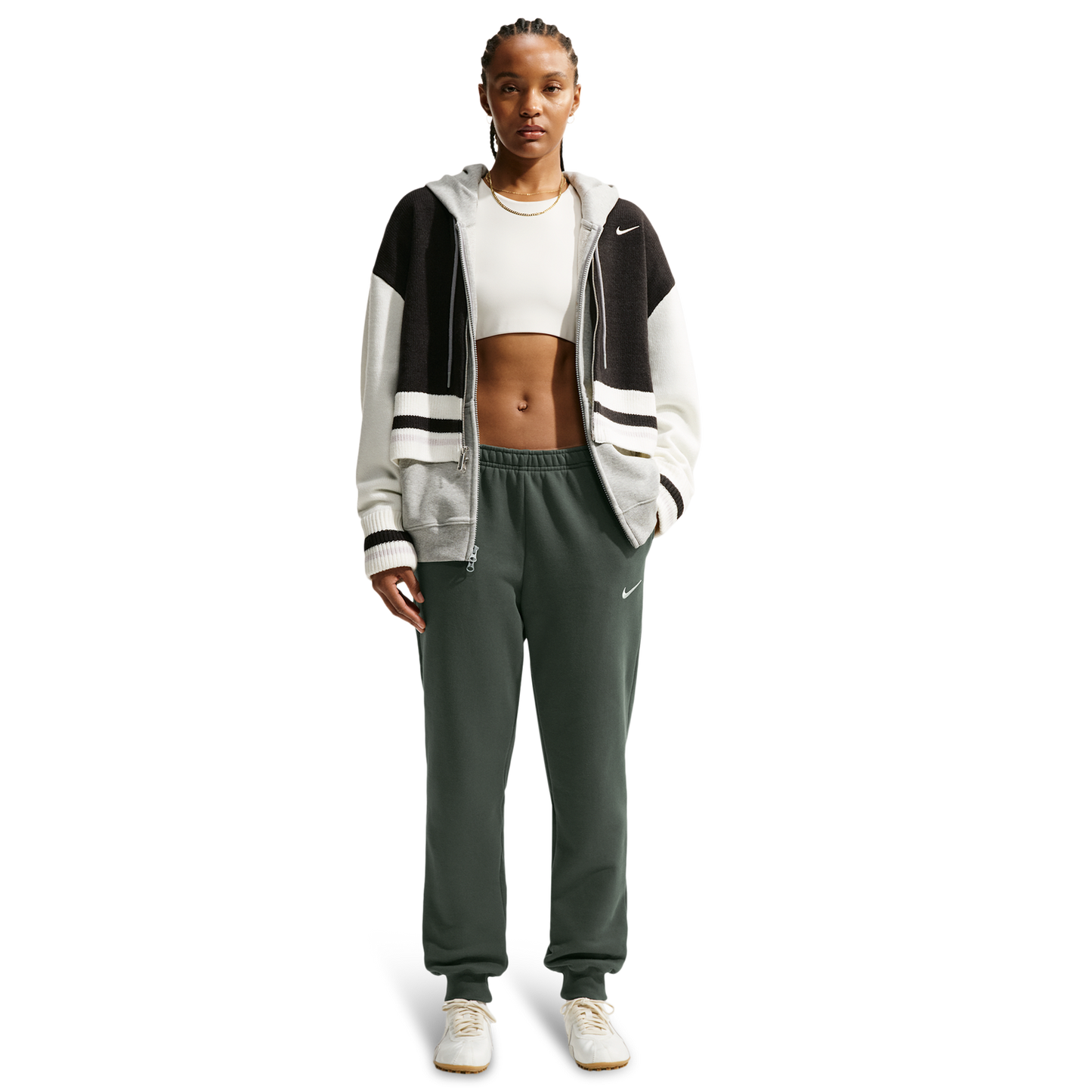 Nike Studio Fleece Mid-Weight Mid-Rise Jogger - Women's - Camo Green/Sail