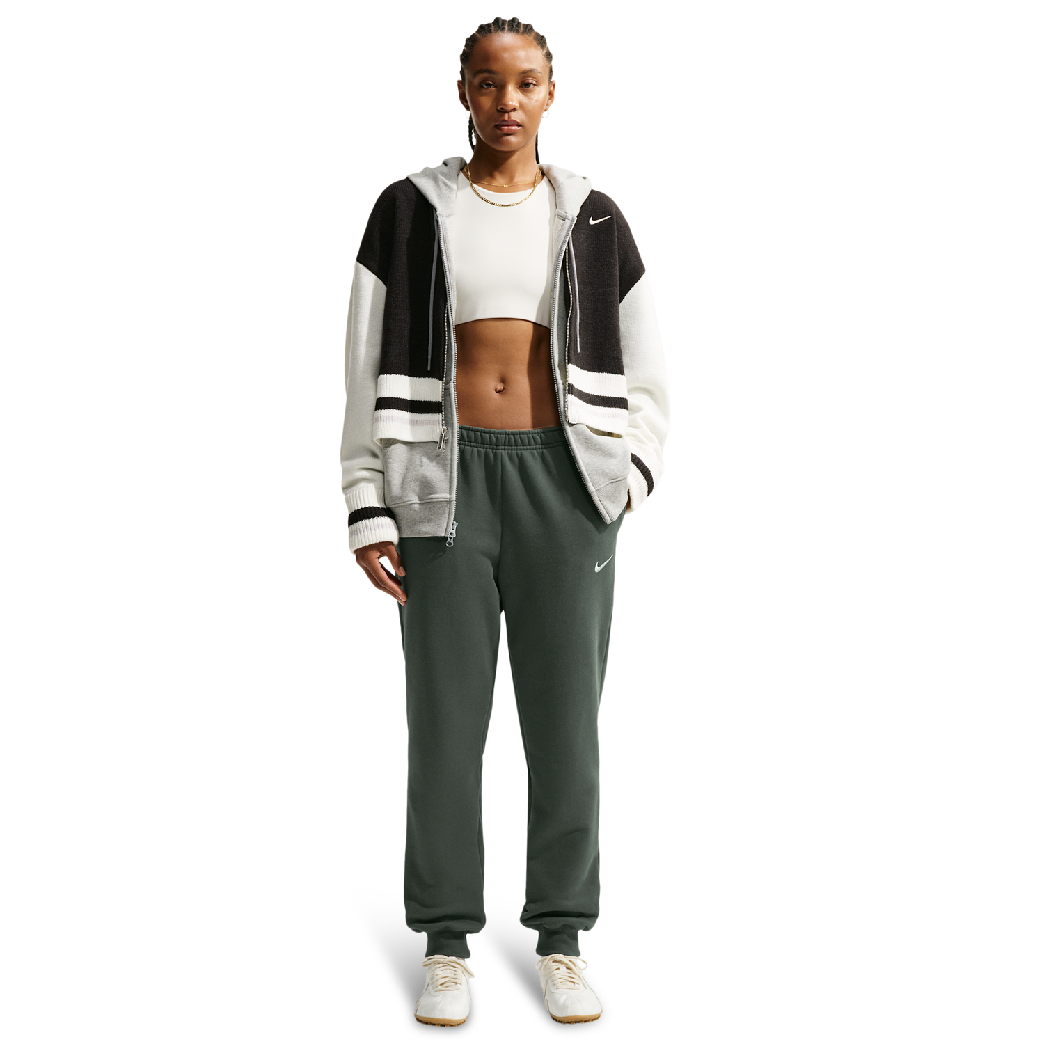 Nike Studio Fleece Mid-Weight Mid-Rise Jogger - Women's - Camo Green/Sail