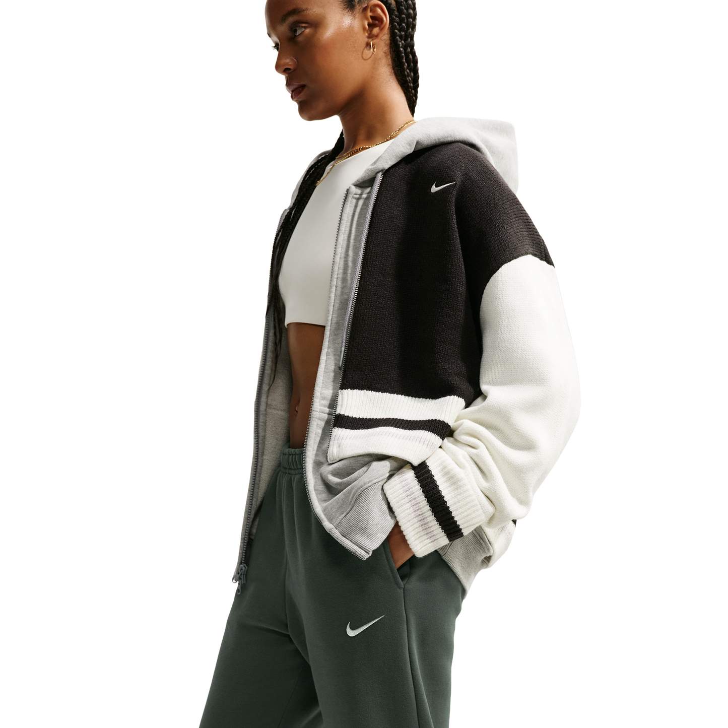 Nike Studio Fleece Mid-Weight Mid-Rise Jogger - Women's - Camo Green/Sail