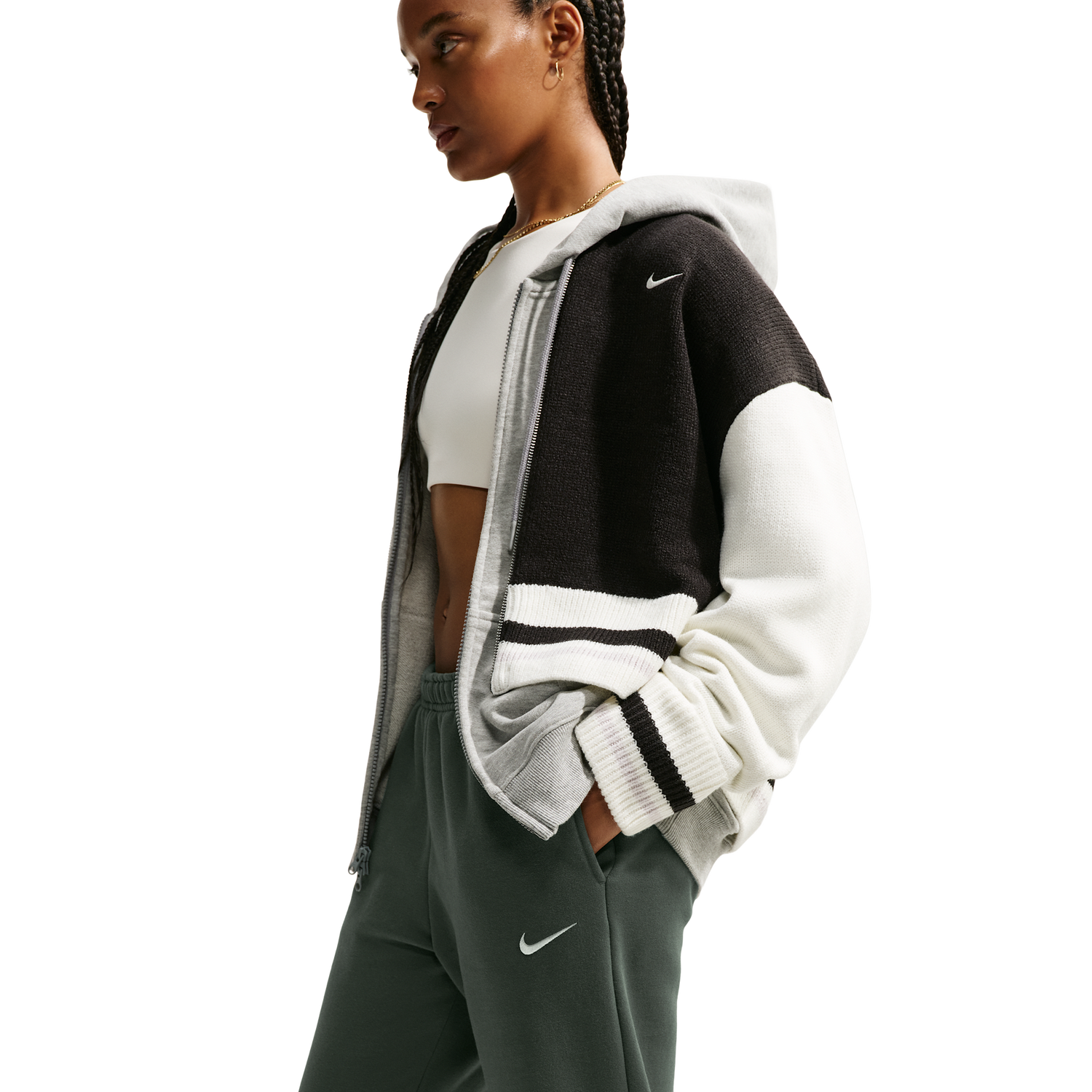 Nike Studio Fleece Mid-Weight Mid-Rise Jogger - Women's - Camo Green/Sail