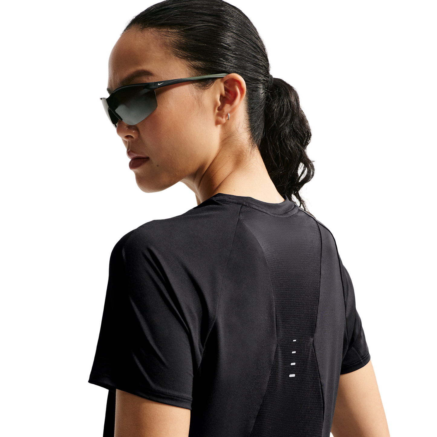 Nike Swift Dri-FIT Standard SS Top - Women's - Black/Reflective Silv