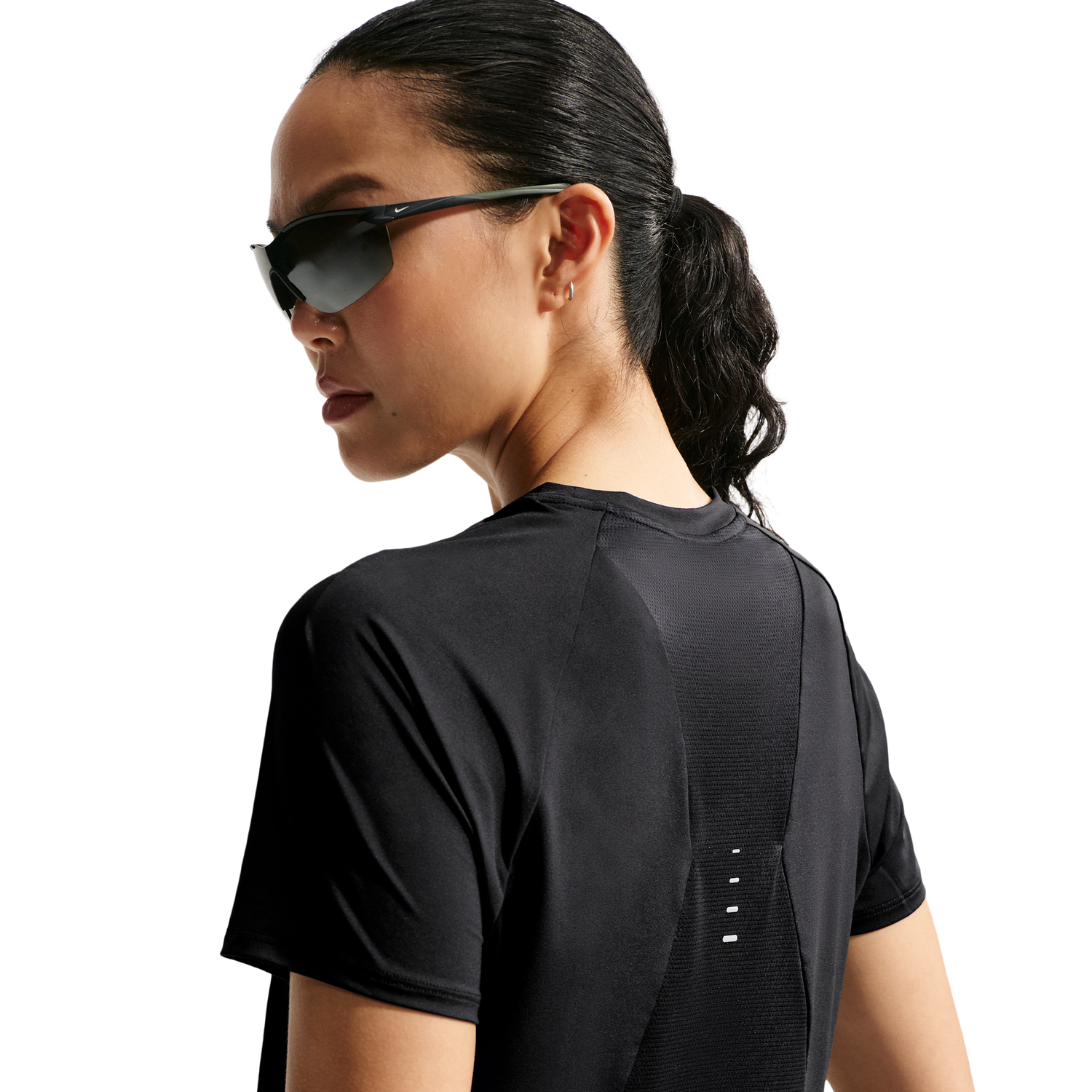 Nike Swift Dri-FIT Standard SS Top - Women's - Black/Reflective Silv