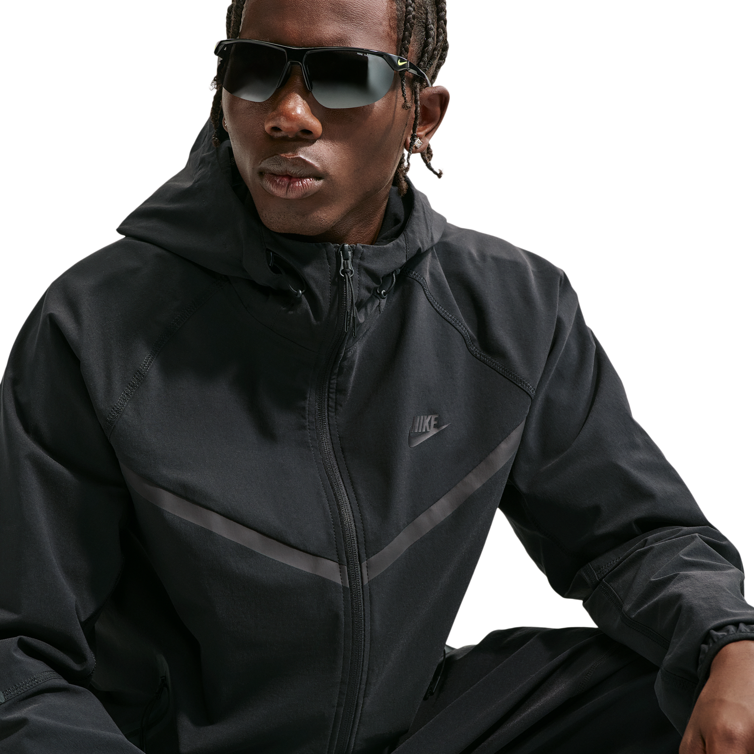 Nike Drifit Tech Woven Windrunner FZ Jacket - Men's - Black/Black/Black